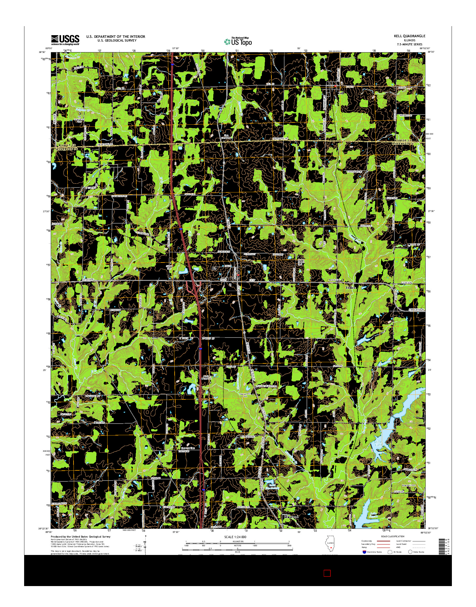 USGS US TOPO 7.5-MINUTE MAP FOR KELL, IL 2015