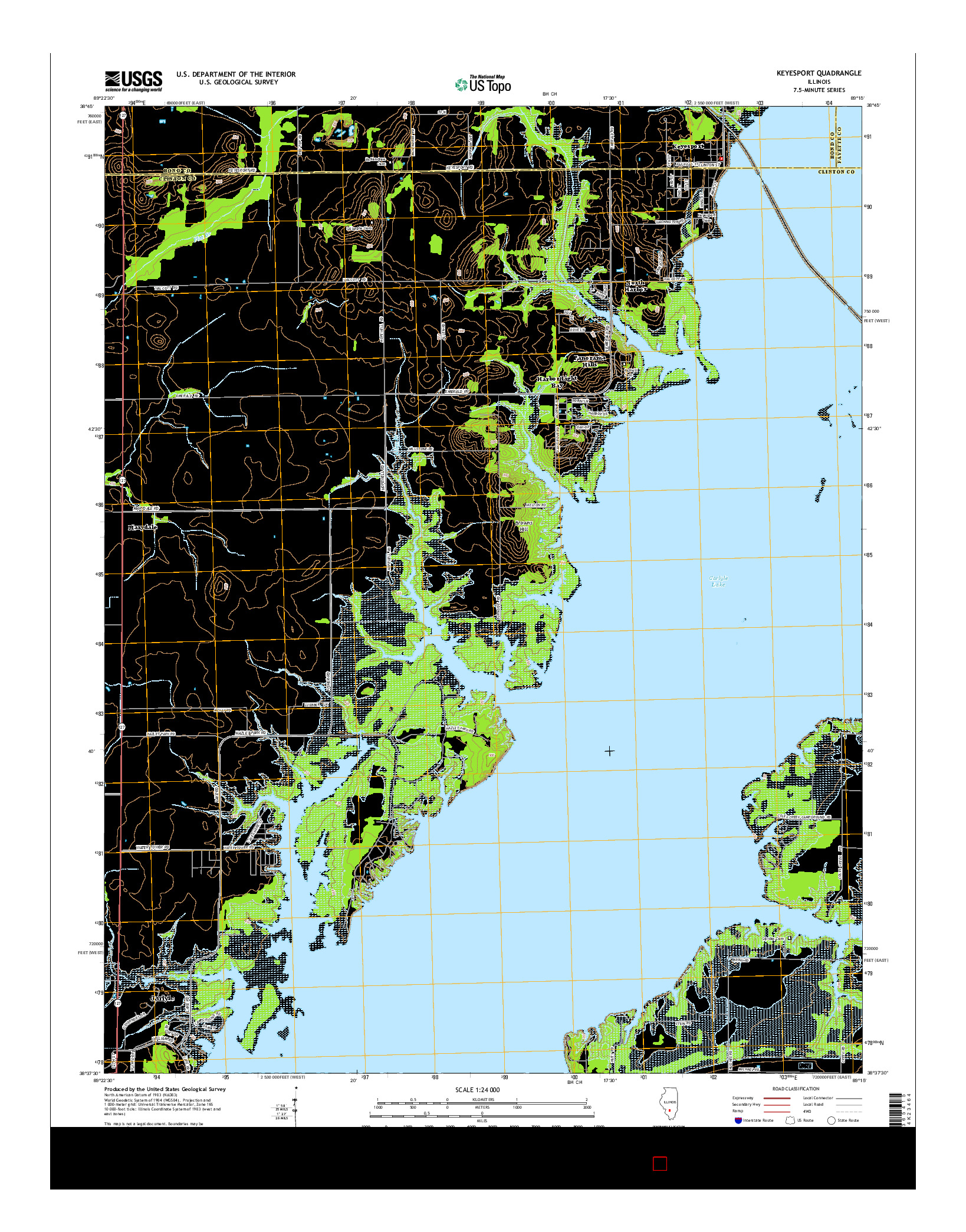 USGS US TOPO 7.5-MINUTE MAP FOR KEYESPORT, IL 2015