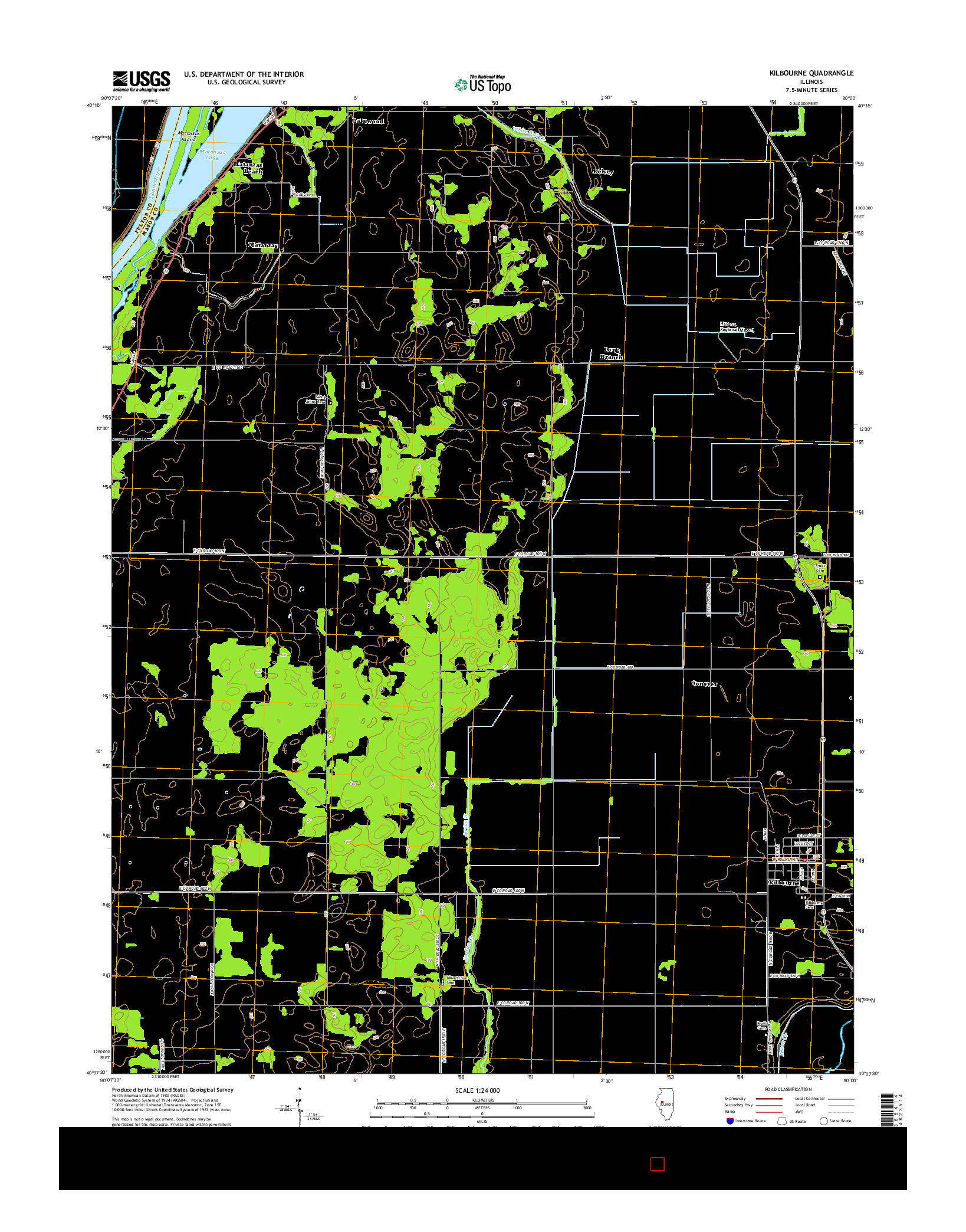 USGS US TOPO 7.5-MINUTE MAP FOR KILBOURNE, IL 2015