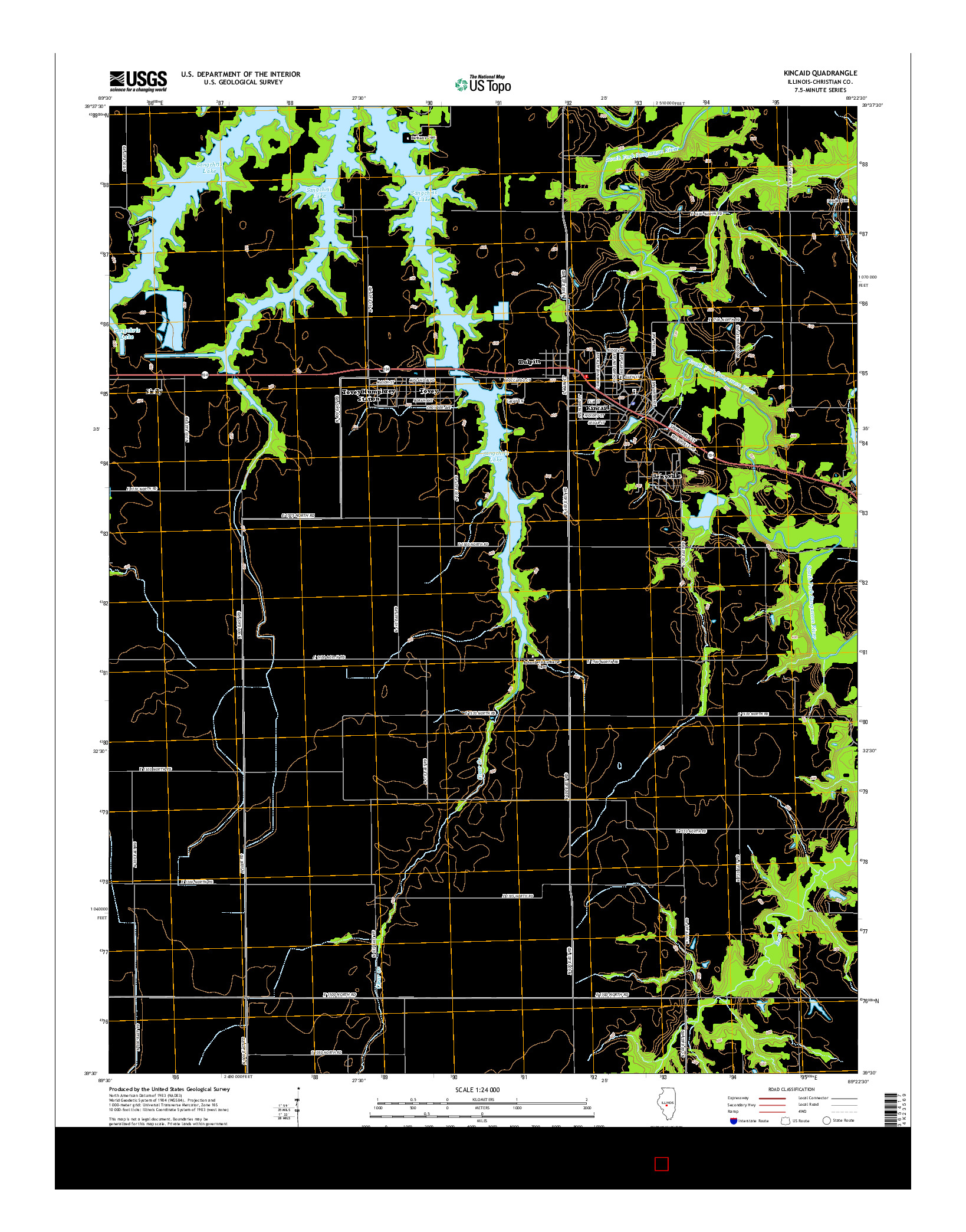 USGS US TOPO 7.5-MINUTE MAP FOR KINCAID, IL 2015