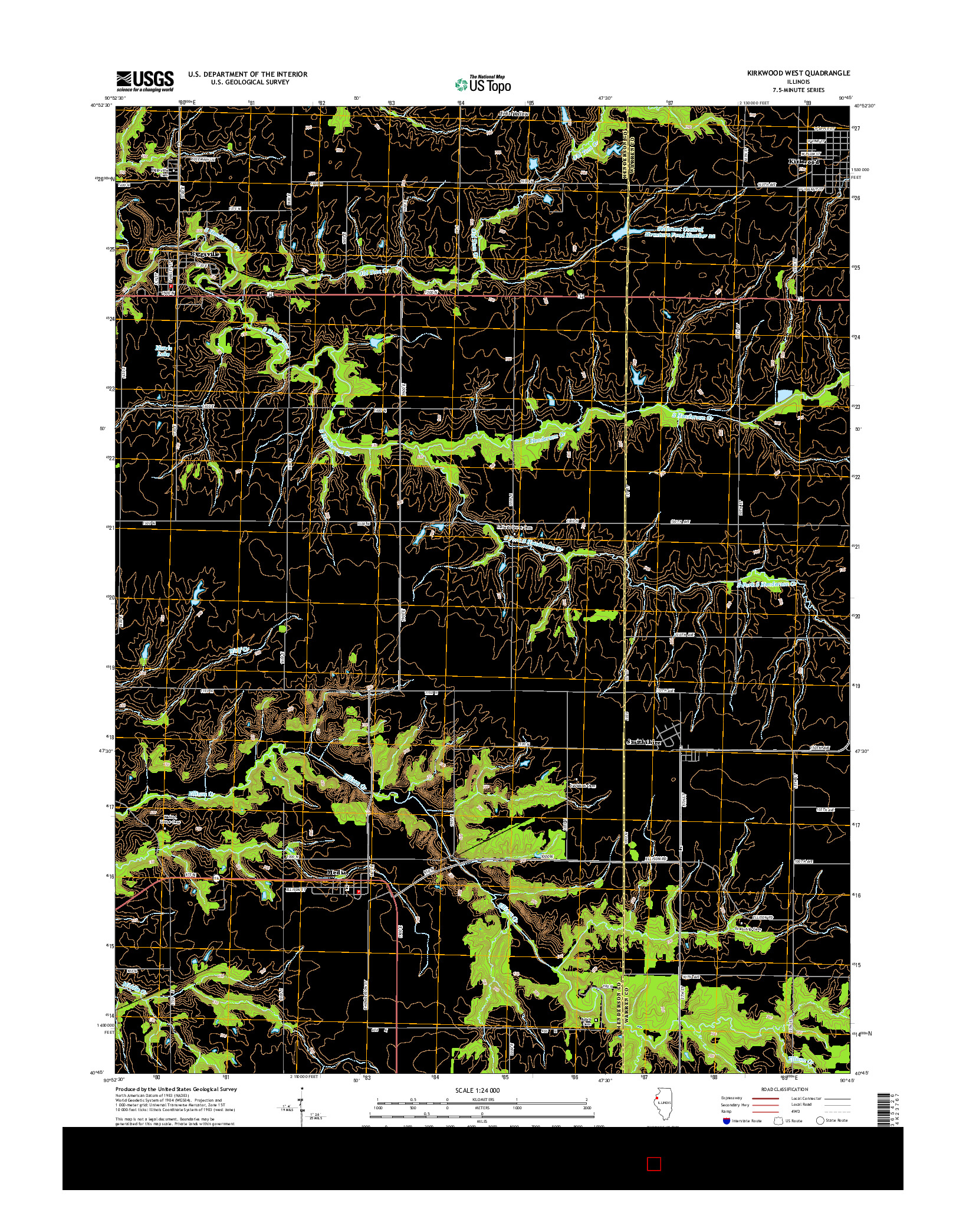 USGS US TOPO 7.5-MINUTE MAP FOR KIRKWOOD WEST, IL 2015