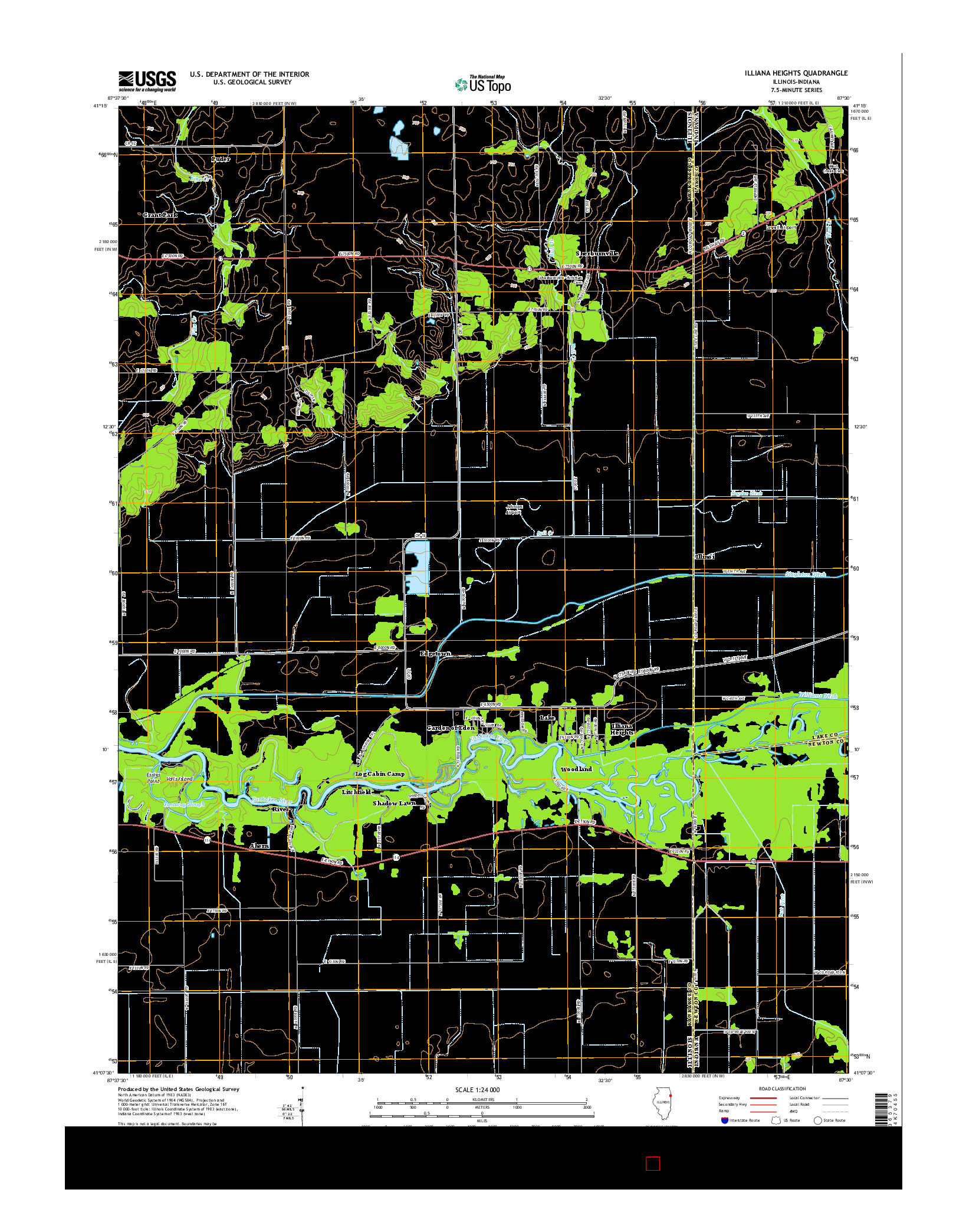 USGS US TOPO 7.5-MINUTE MAP FOR ILLIANA HEIGHTS, IL-IN 2015