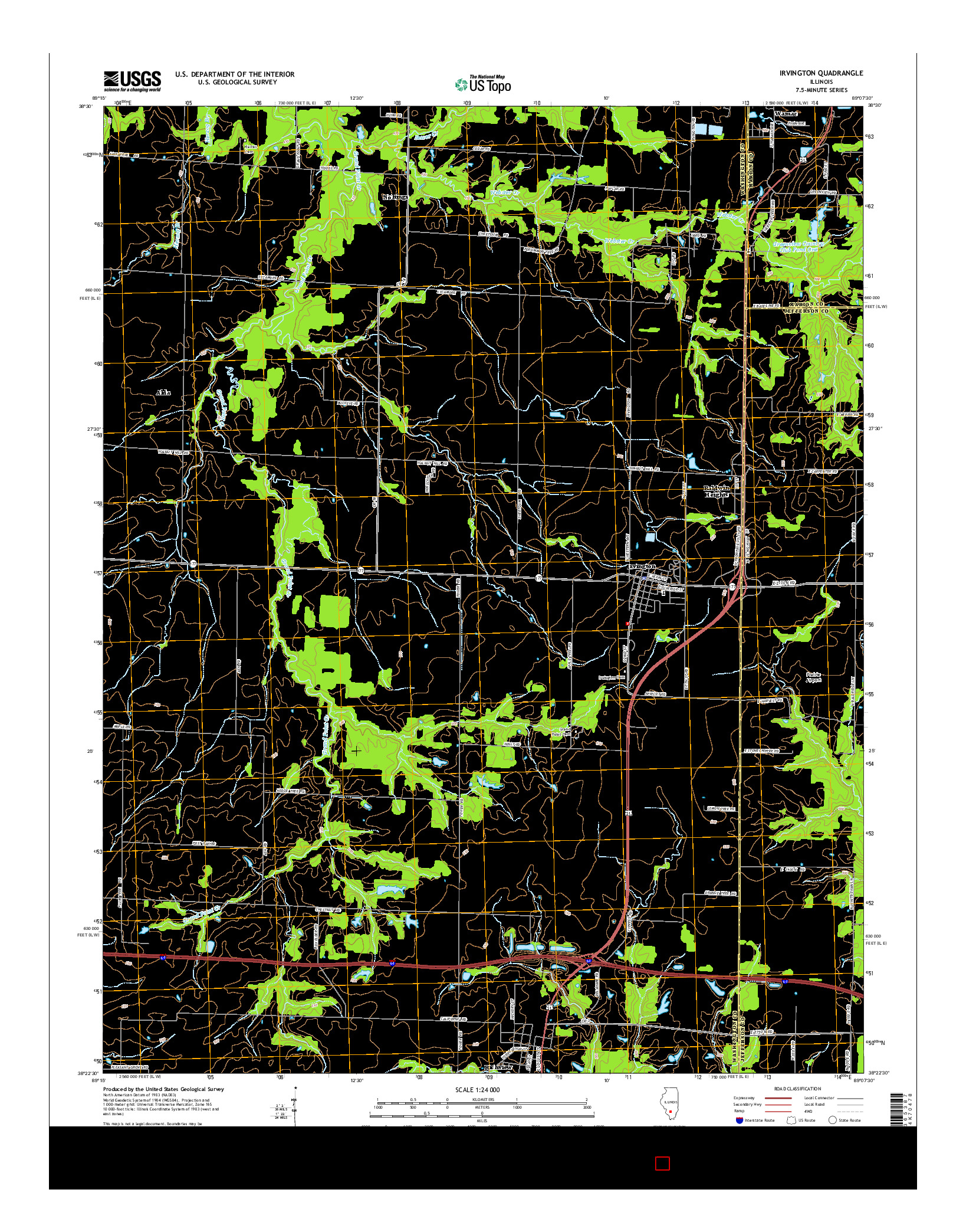 USGS US TOPO 7.5-MINUTE MAP FOR IRVINGTON, IL 2015