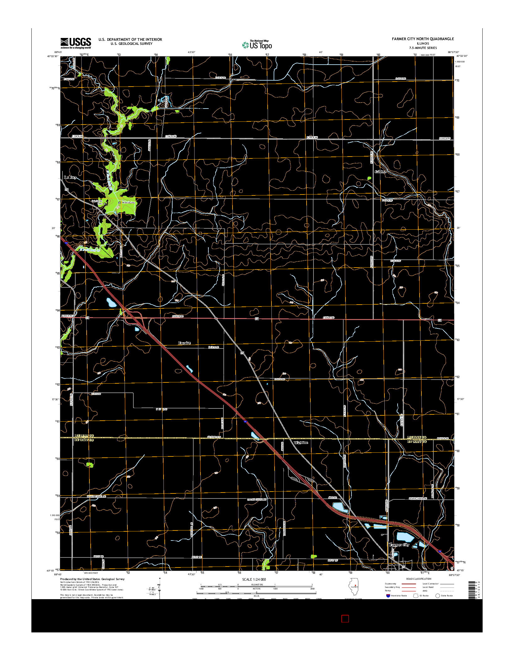 USGS US TOPO 7.5-MINUTE MAP FOR FARMER CITY NORTH, IL 2015