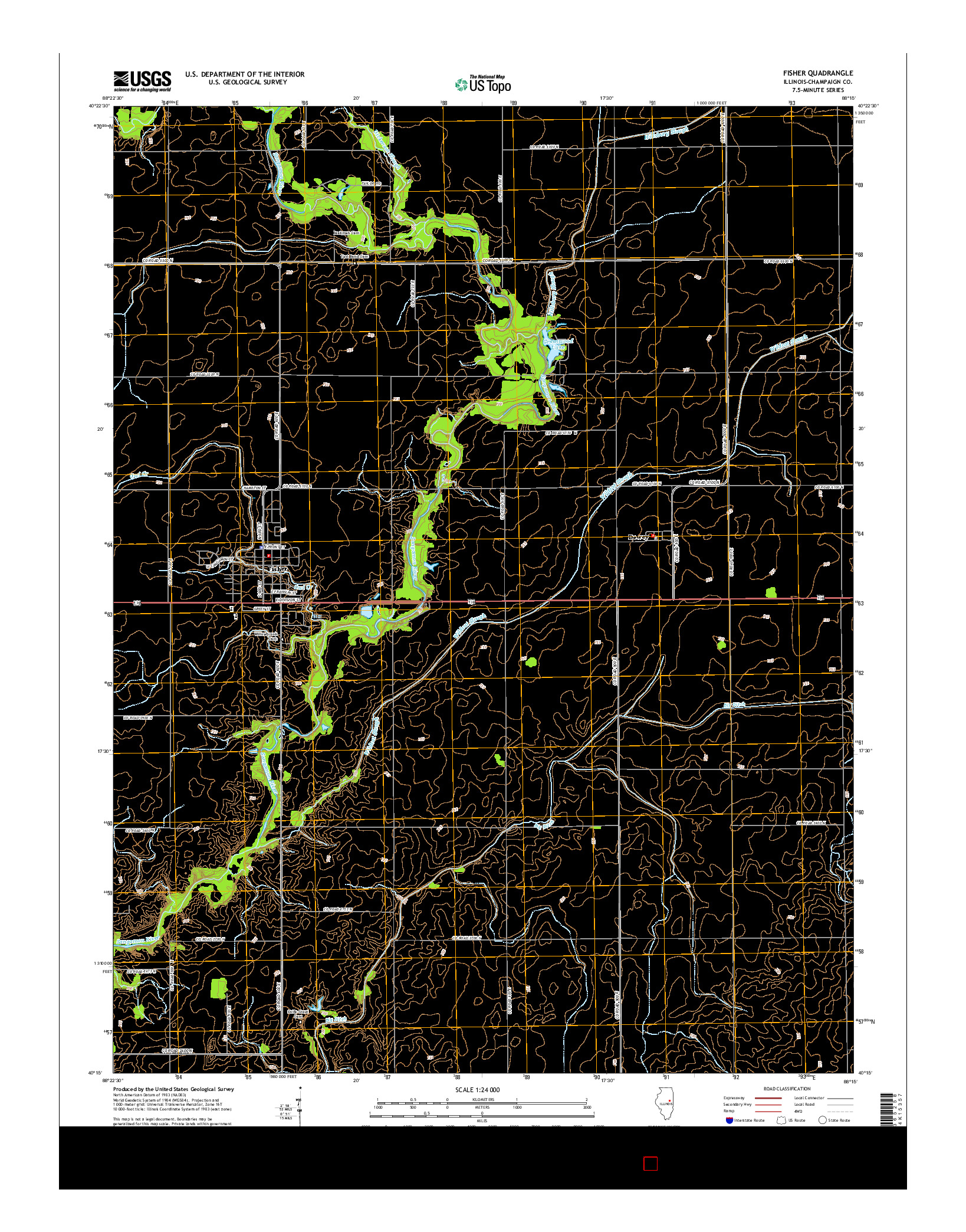 USGS US TOPO 7.5-MINUTE MAP FOR FISHER, IL 2015