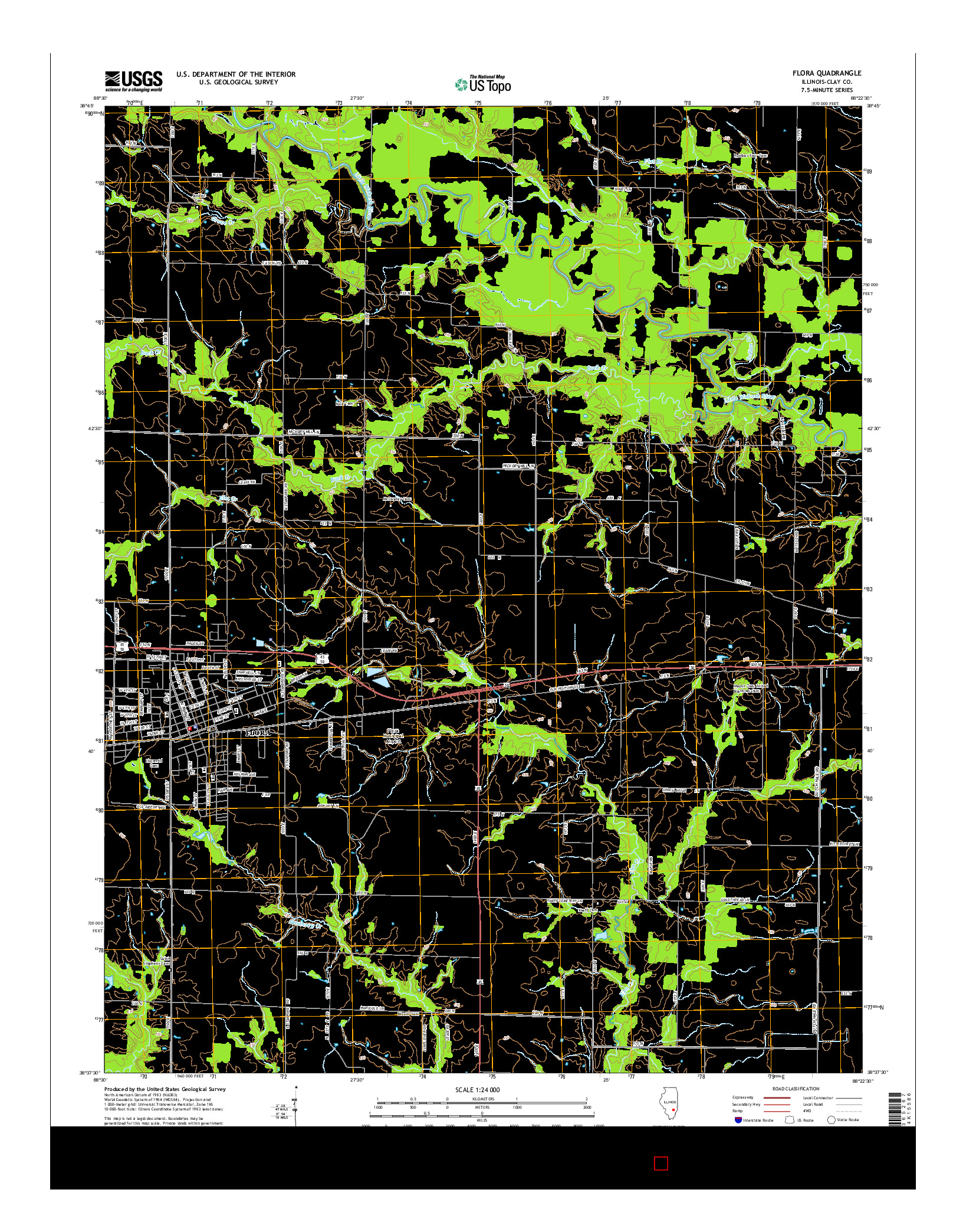 USGS US TOPO 7.5-MINUTE MAP FOR FLORA, IL 2015