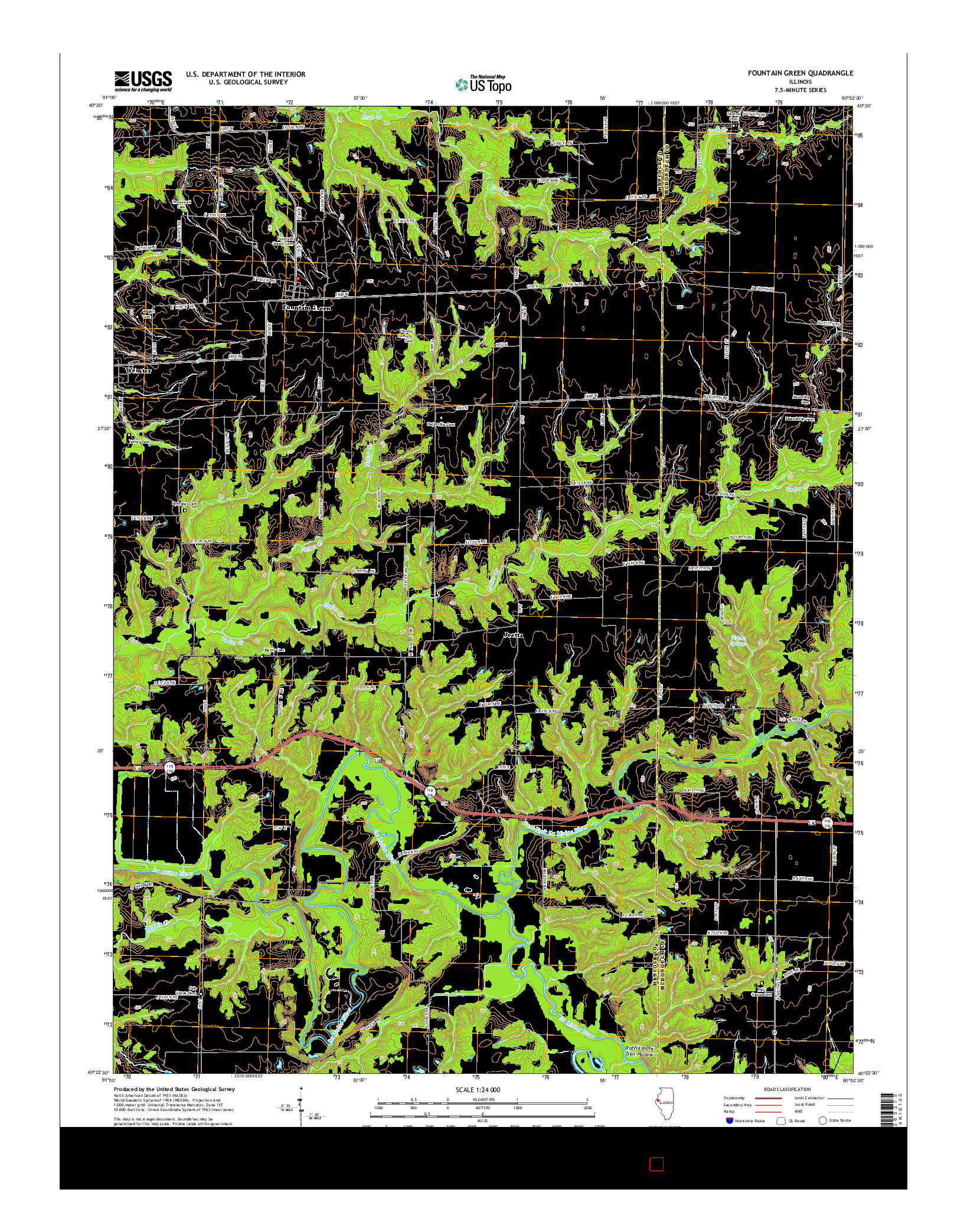 USGS US TOPO 7.5-MINUTE MAP FOR FOUNTAIN GREEN, IL 2015