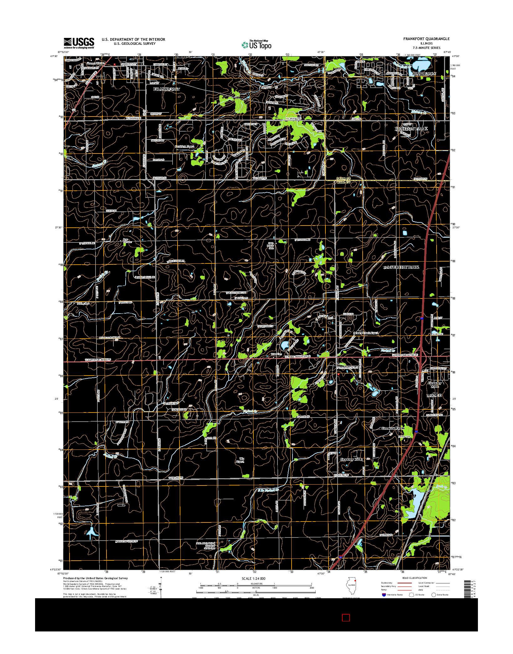 USGS US TOPO 7.5-MINUTE MAP FOR FRANKFORT, IL 2015