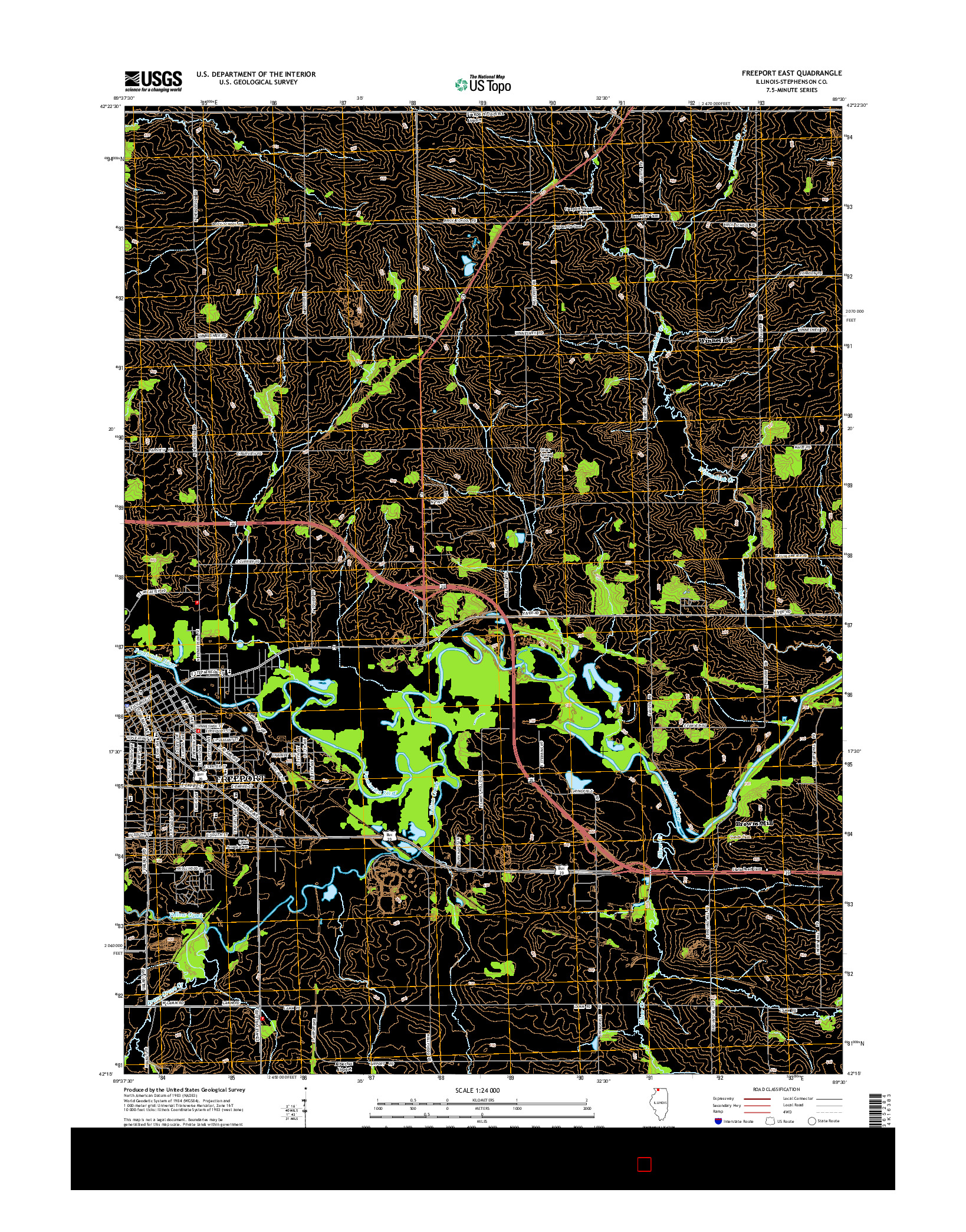 USGS US TOPO 7.5-MINUTE MAP FOR FREEPORT EAST, IL 2015