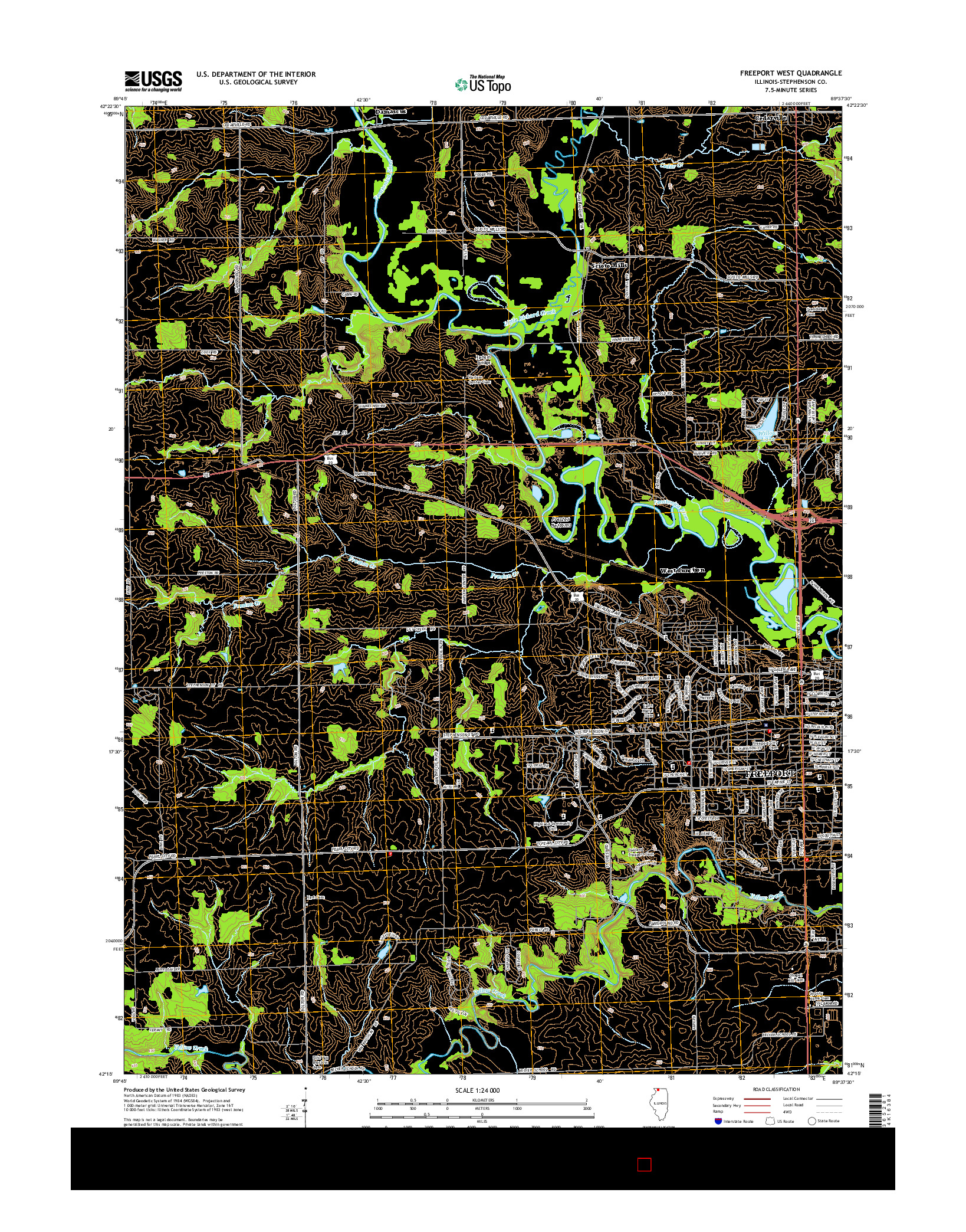 USGS US TOPO 7.5-MINUTE MAP FOR FREEPORT WEST, IL 2015