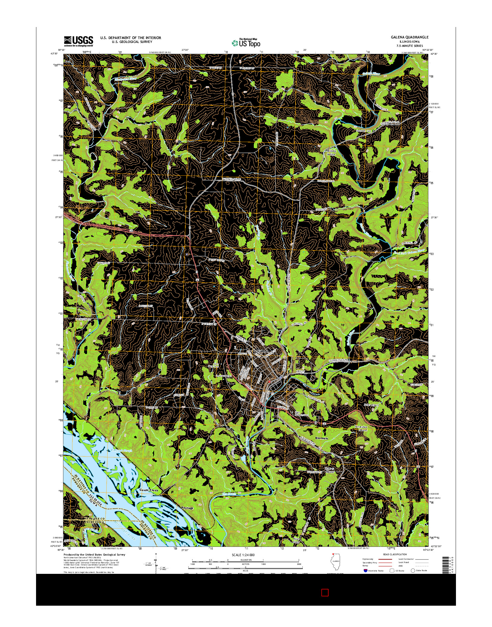 USGS US TOPO 7.5-MINUTE MAP FOR GALENA, IL-IA 2015