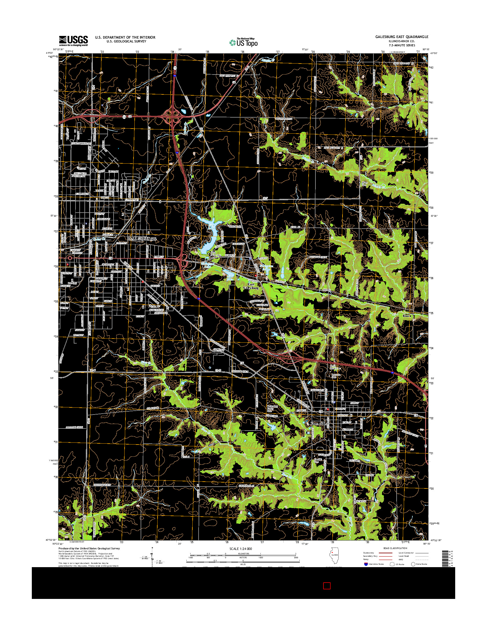 USGS US TOPO 7.5-MINUTE MAP FOR GALESBURG EAST, IL 2015