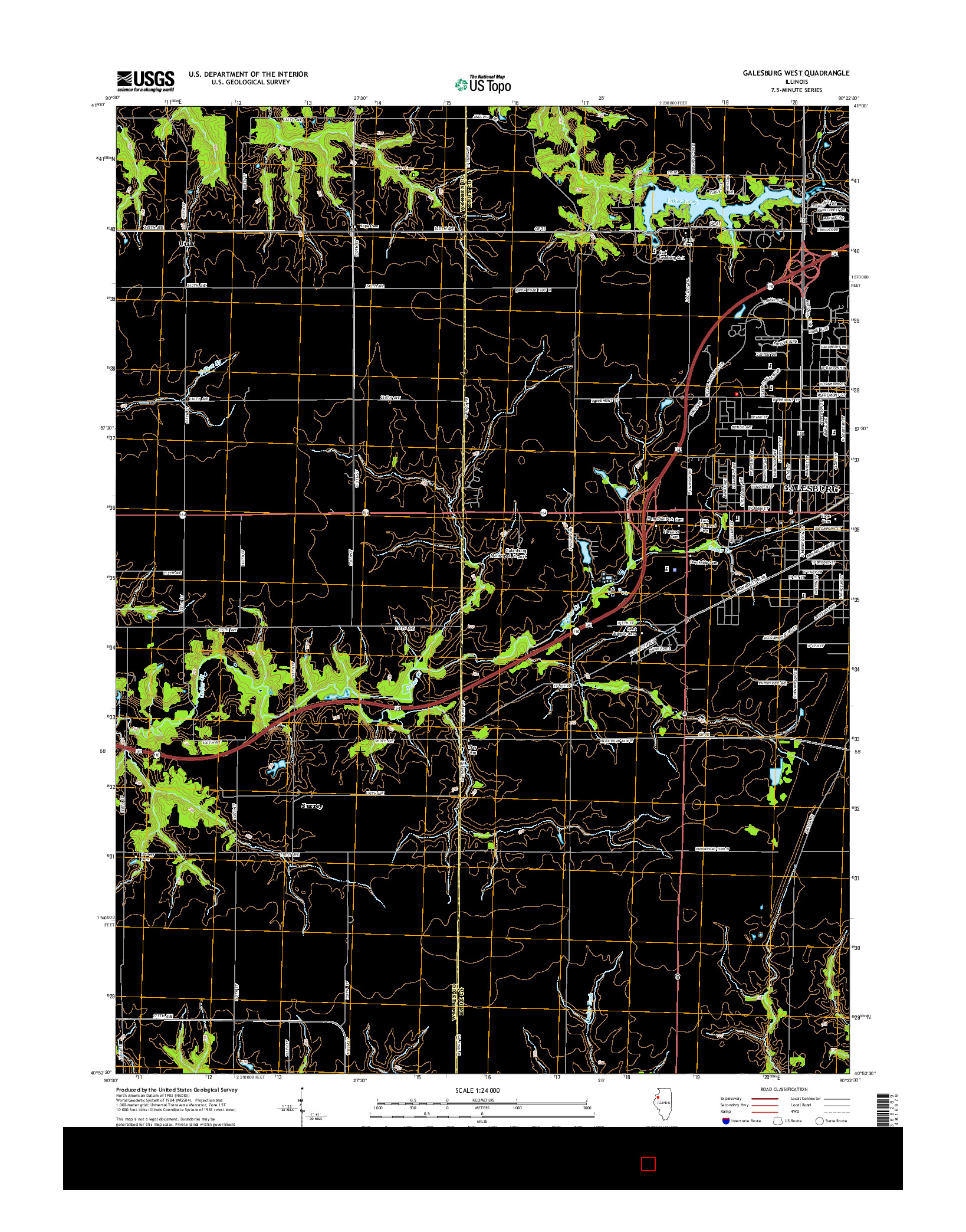 USGS US TOPO 7.5-MINUTE MAP FOR GALESBURG WEST, IL 2015