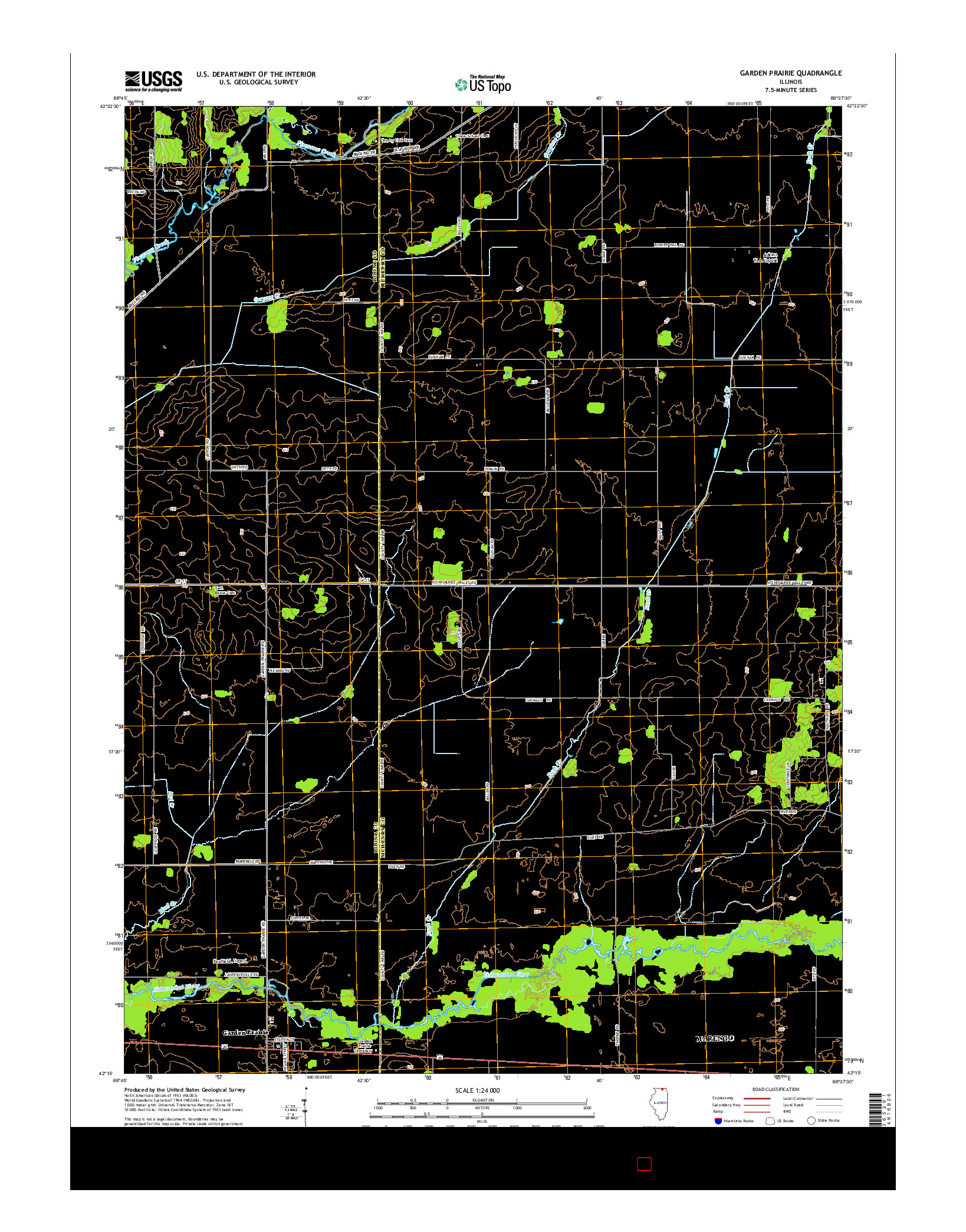 USGS US TOPO 7.5-MINUTE MAP FOR GARDEN PRAIRIE, IL 2015