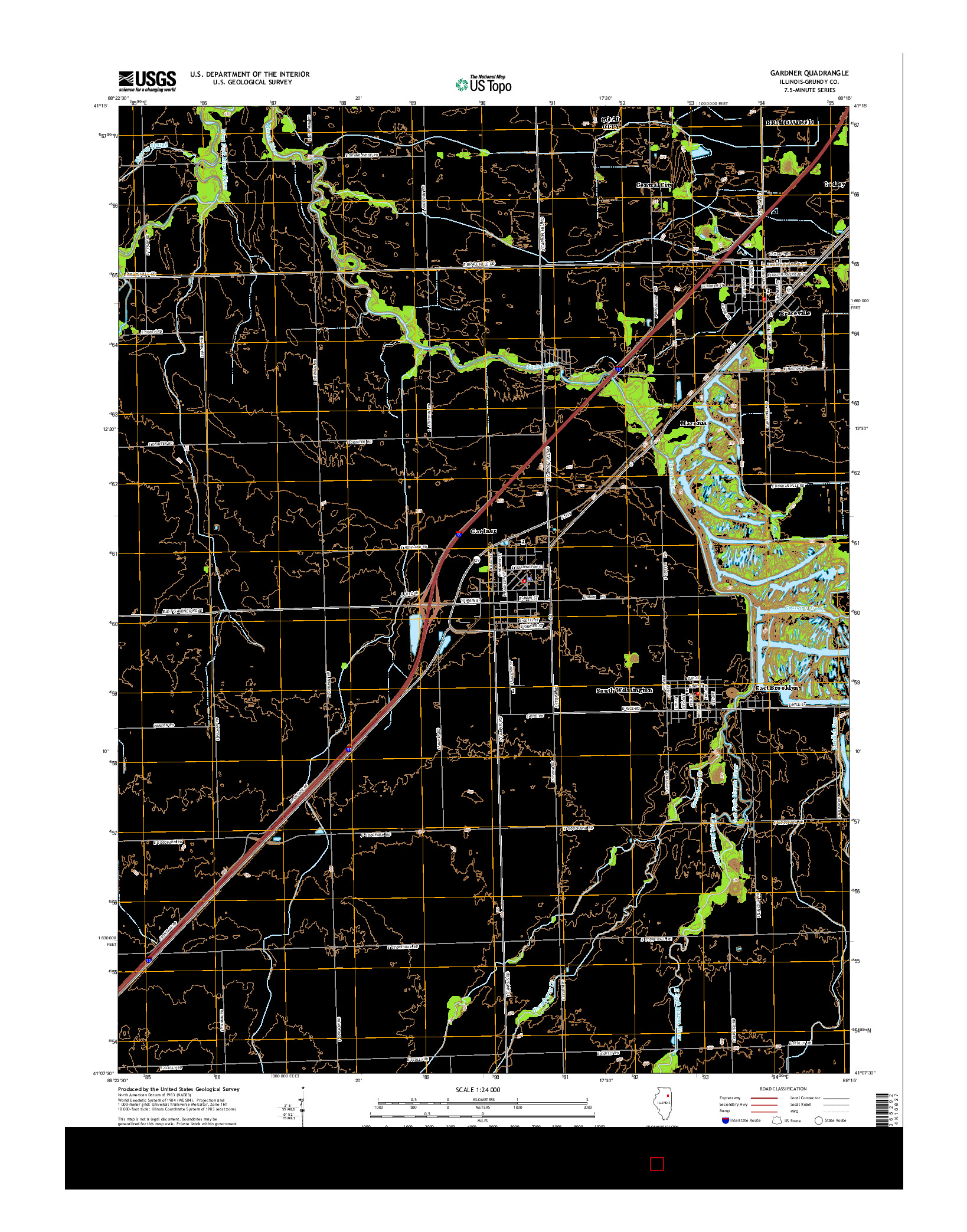 USGS US TOPO 7.5-MINUTE MAP FOR GARDNER, IL 2015