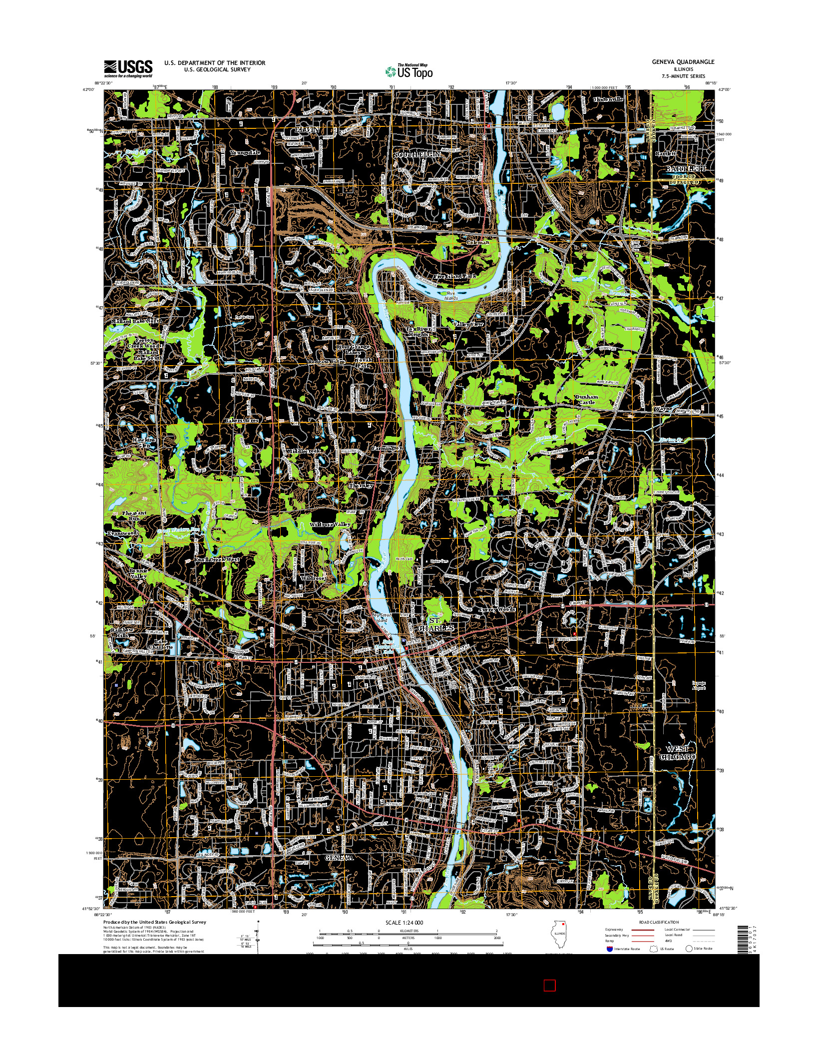 USGS US TOPO 7.5-MINUTE MAP FOR GENEVA, IL 2015