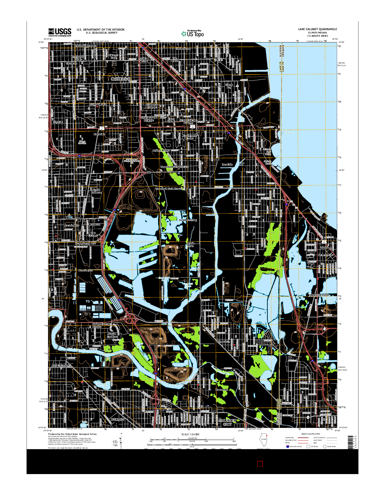 USGS US TOPO 7.5-MINUTE MAP FOR LAKE CALUMET, IL-IN 2015