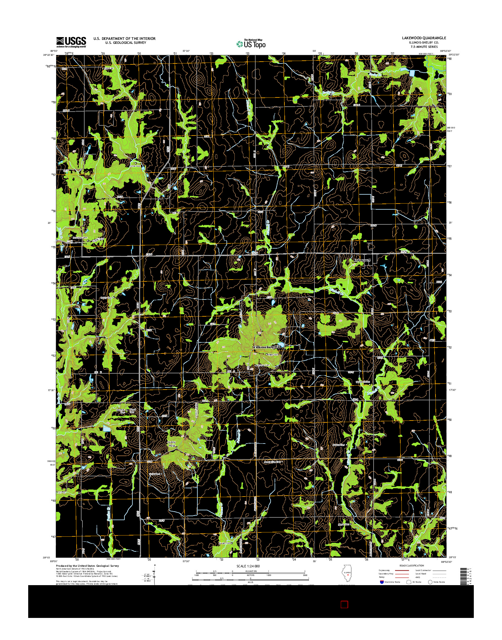 USGS US TOPO 7.5-MINUTE MAP FOR LAKEWOOD, IL 2015