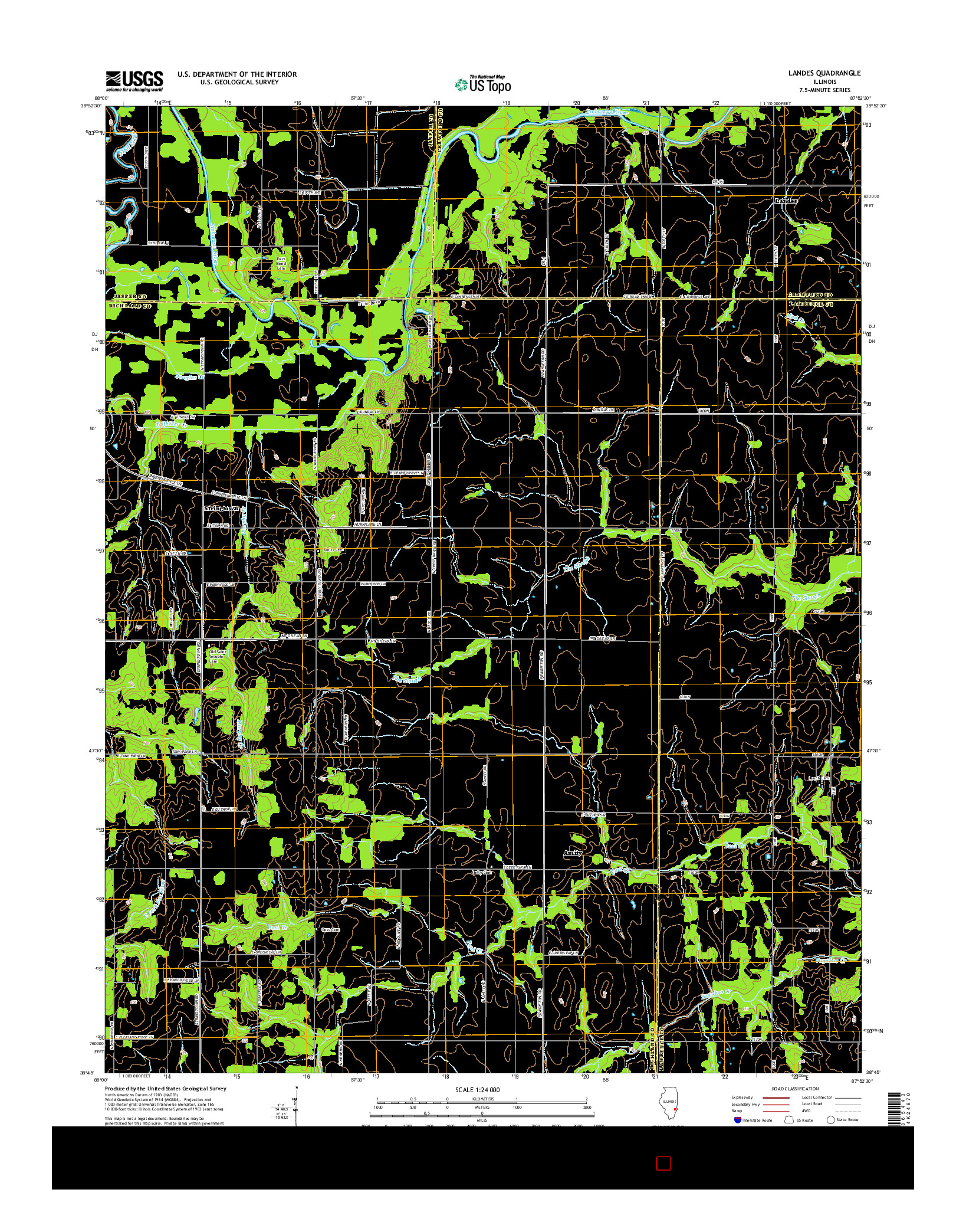 USGS US TOPO 7.5-MINUTE MAP FOR LANDES, IL 2015