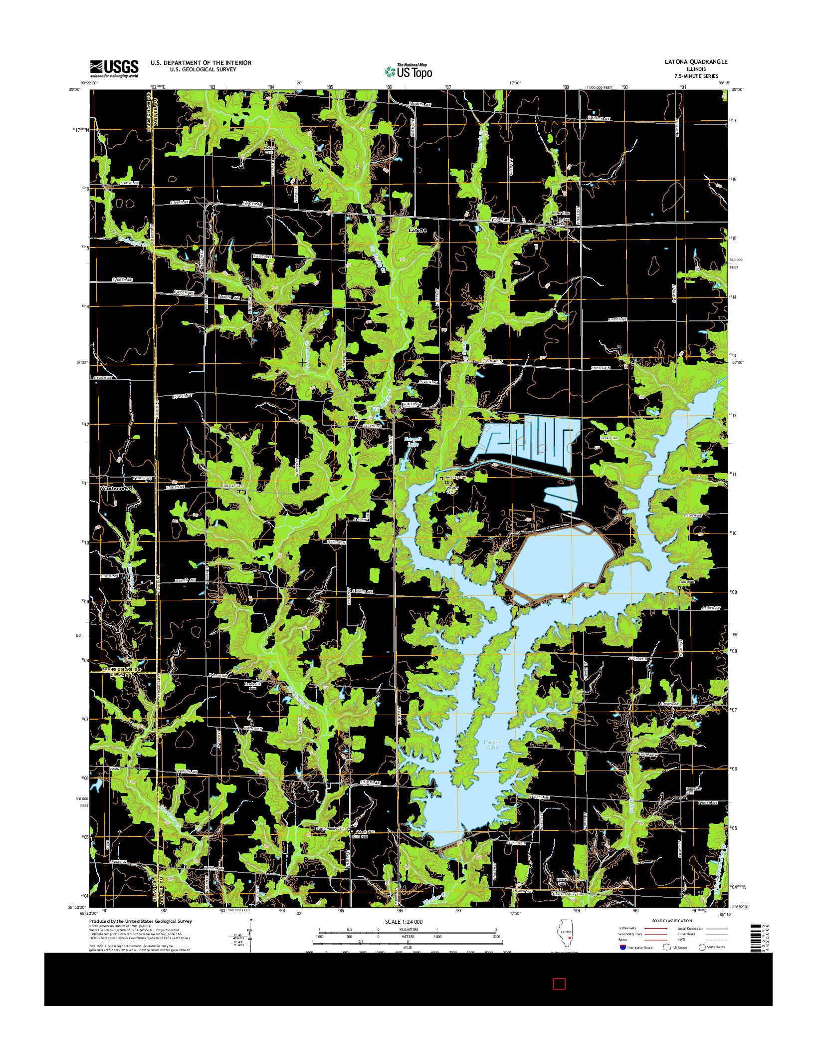 USGS US TOPO 7.5-MINUTE MAP FOR LATONA, IL 2015
