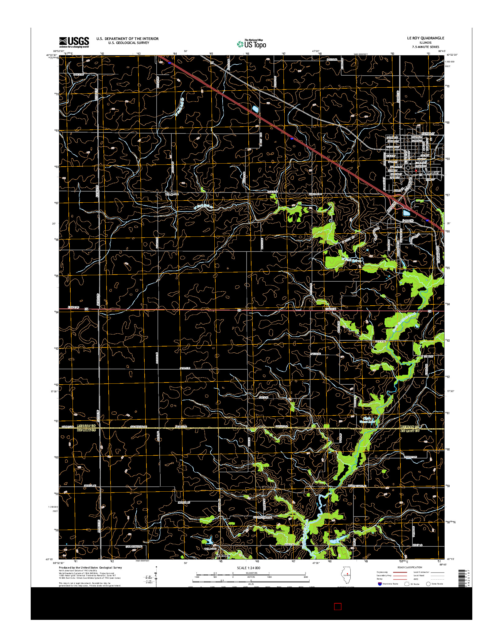USGS US TOPO 7.5-MINUTE MAP FOR LE ROY, IL 2015