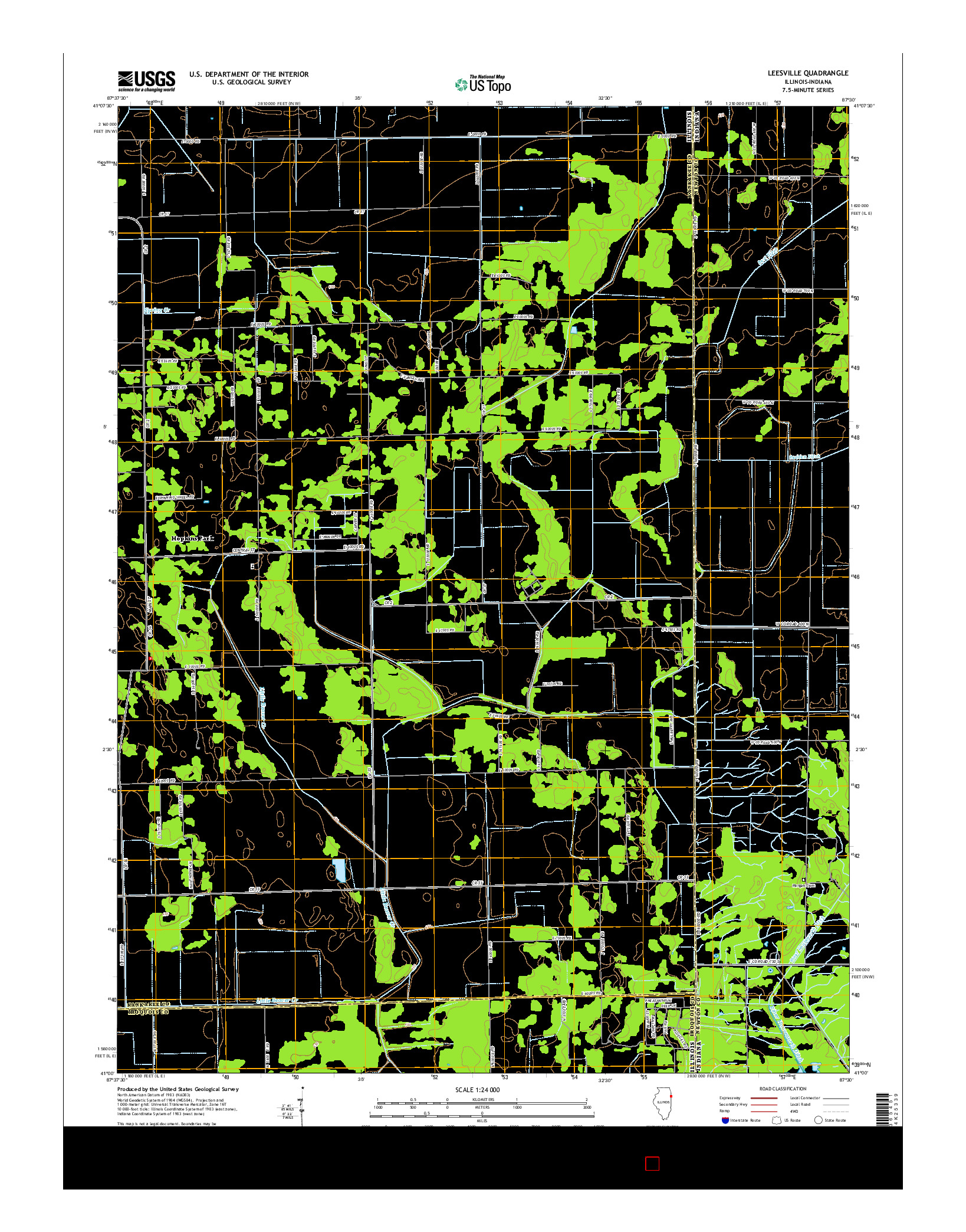 USGS US TOPO 7.5-MINUTE MAP FOR LEESVILLE, IL-IN 2015