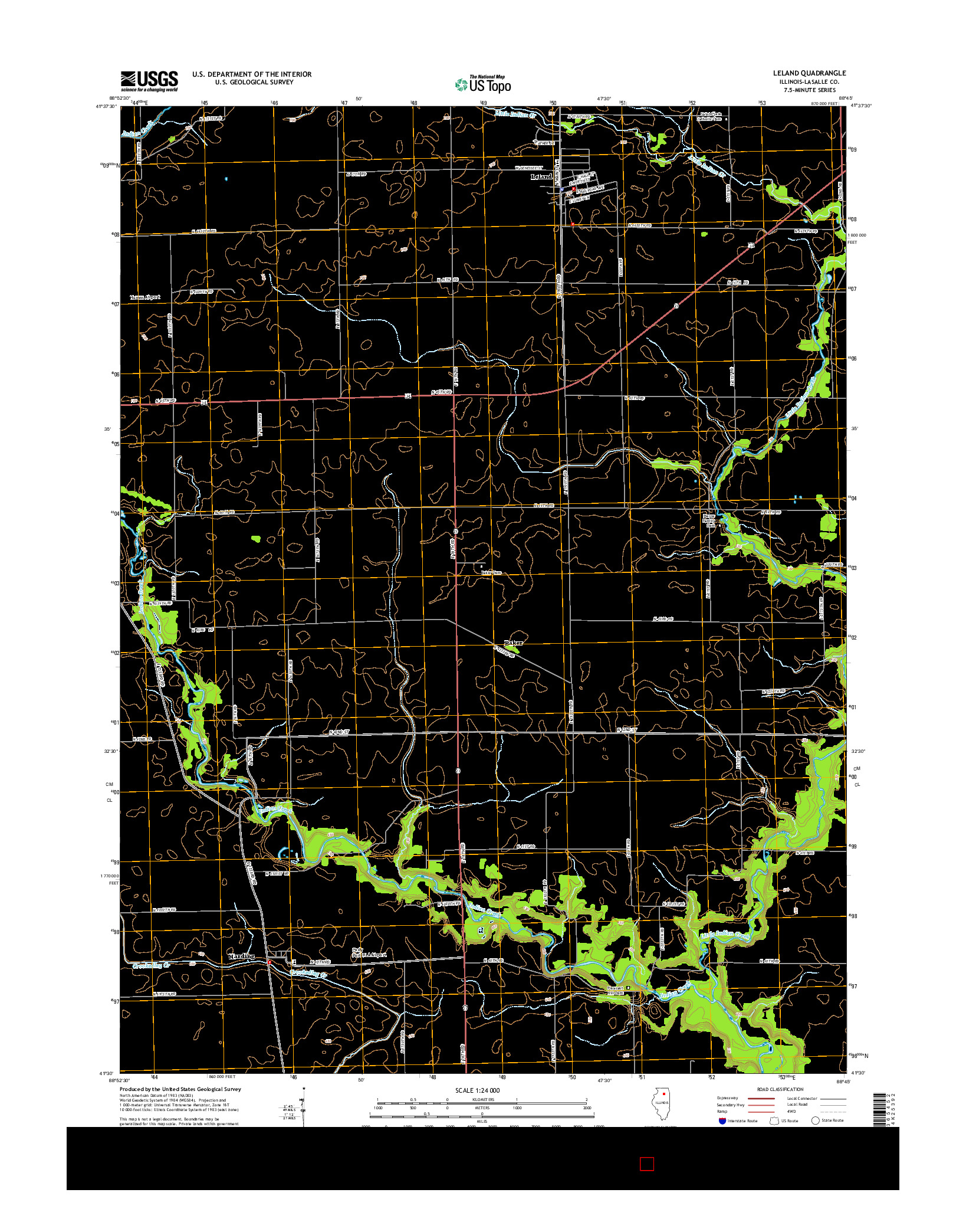 USGS US TOPO 7.5-MINUTE MAP FOR LELAND, IL 2015