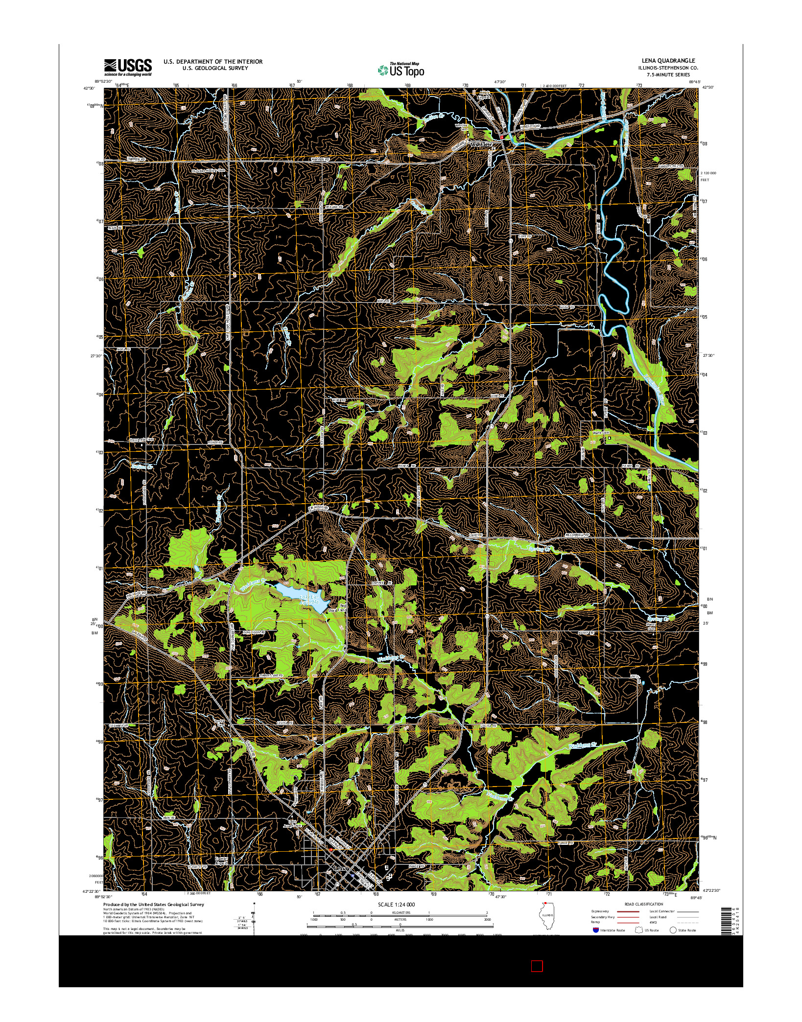 USGS US TOPO 7.5-MINUTE MAP FOR LENA, IL 2015