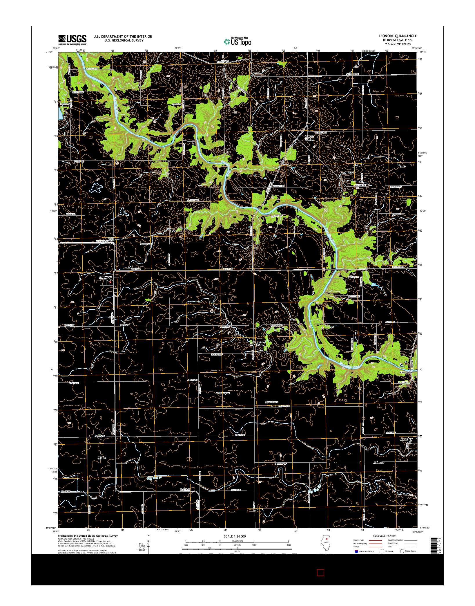 USGS US TOPO 7.5-MINUTE MAP FOR LEONORE, IL 2015