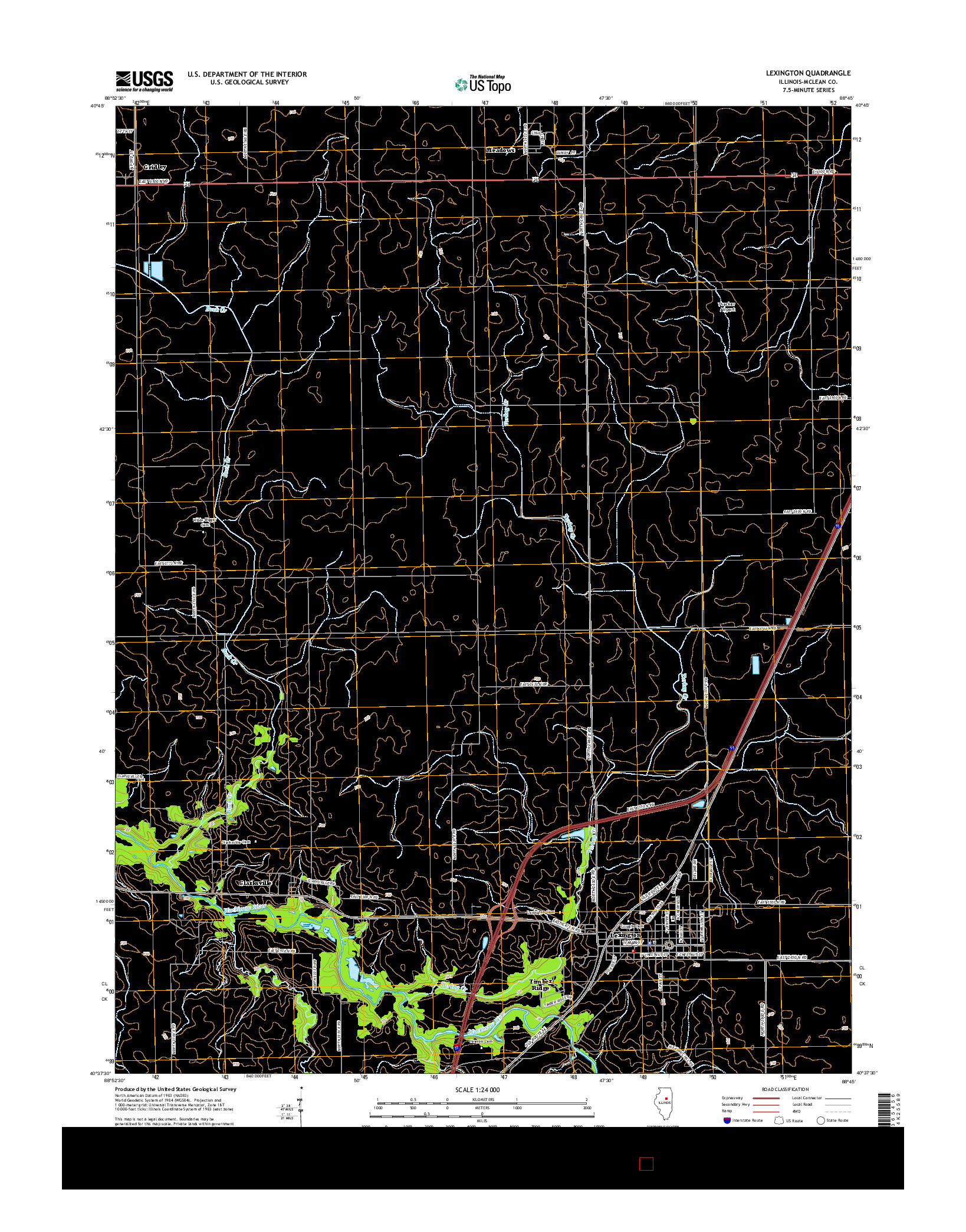 USGS US TOPO 7.5-MINUTE MAP FOR LEXINGTON, IL 2015
