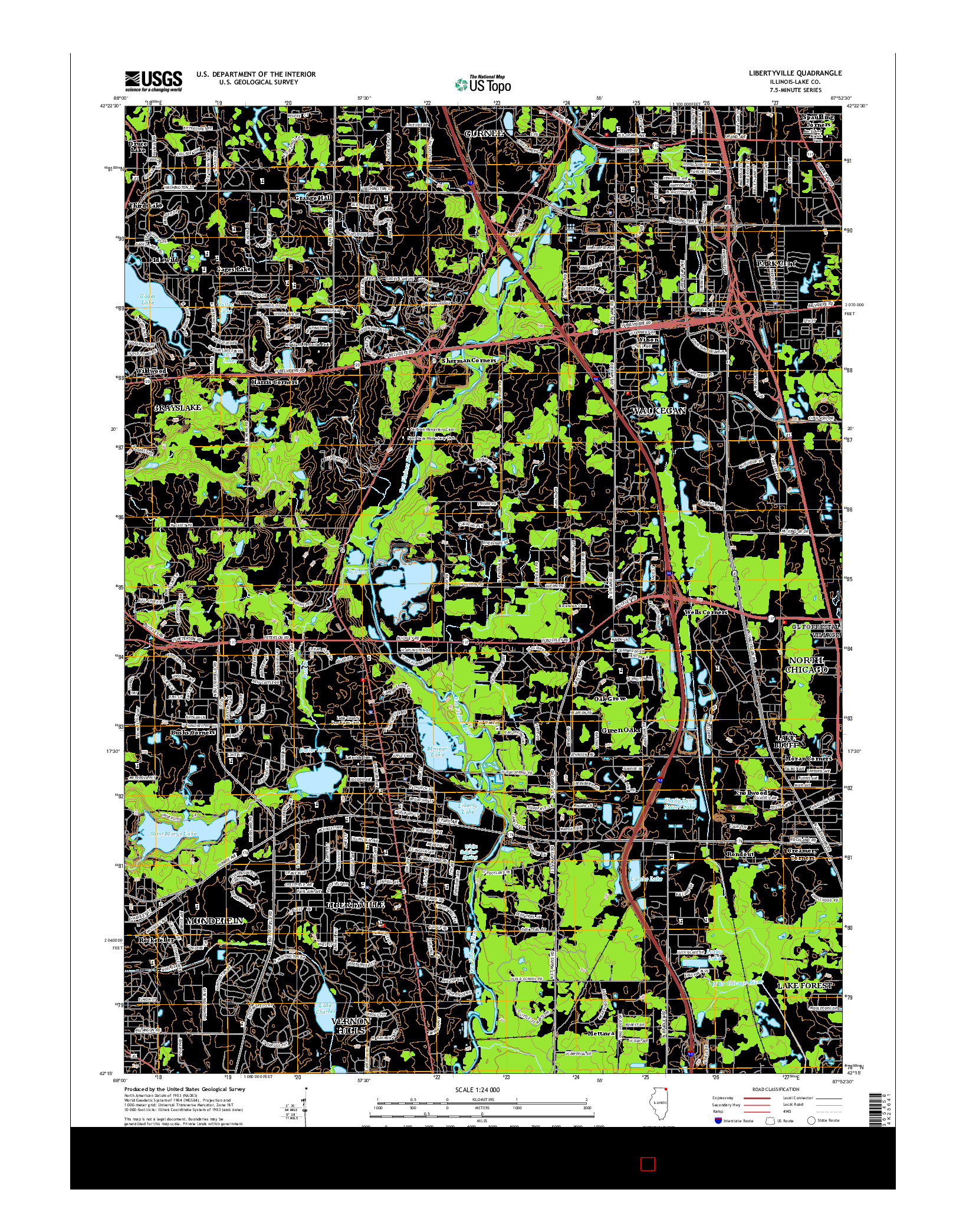 USGS US TOPO 7.5-MINUTE MAP FOR LIBERTYVILLE, IL 2015