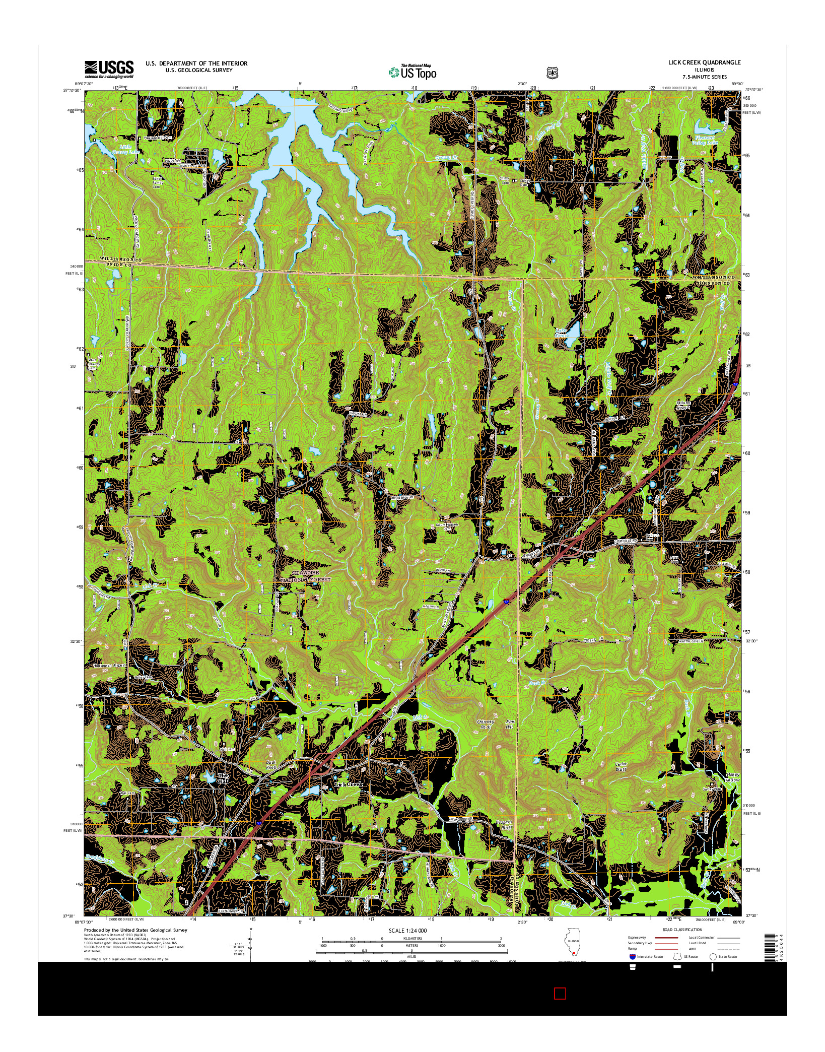 USGS US TOPO 7.5-MINUTE MAP FOR LICK CREEK, IL 2015