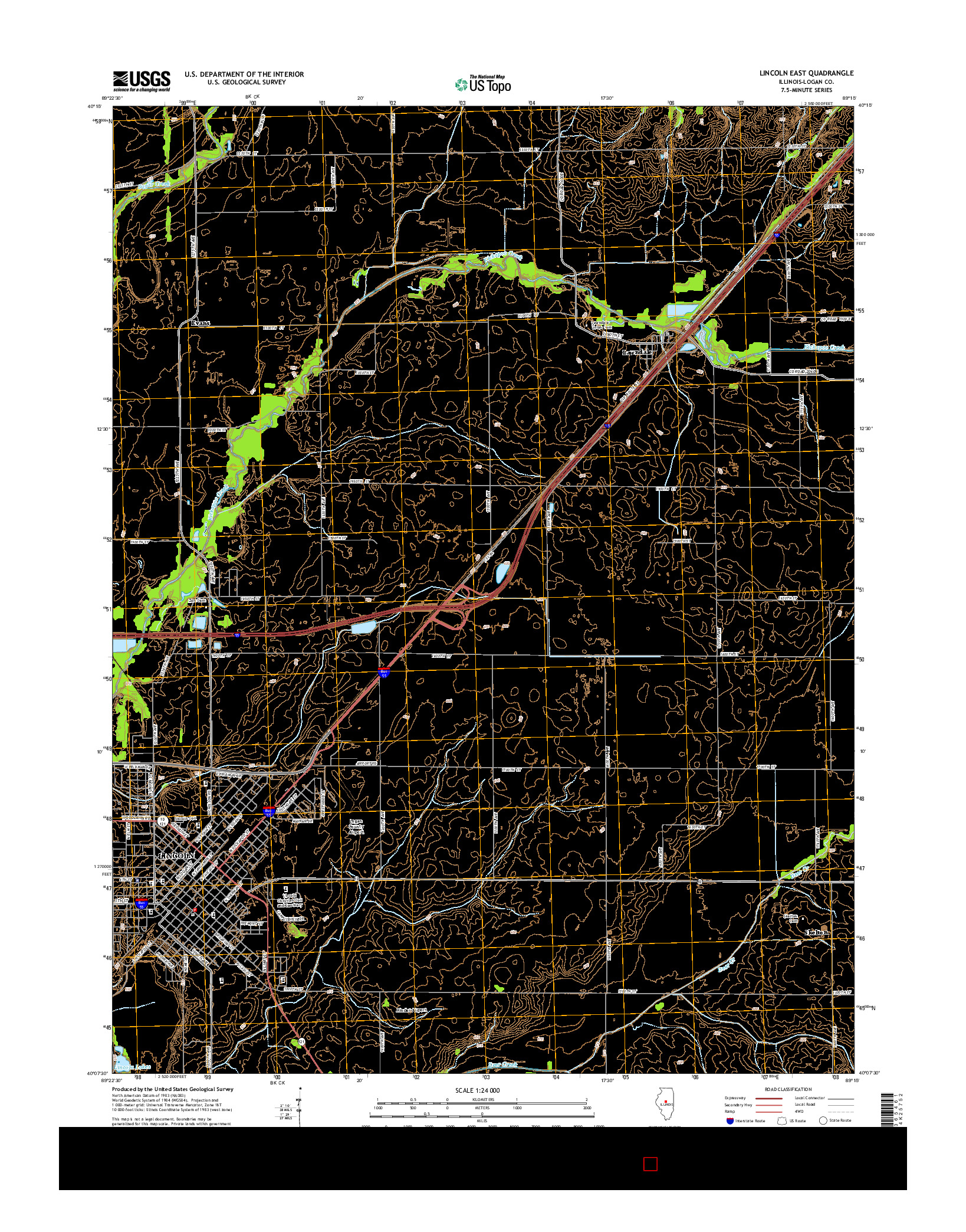 USGS US TOPO 7.5-MINUTE MAP FOR LINCOLN EAST, IL 2015