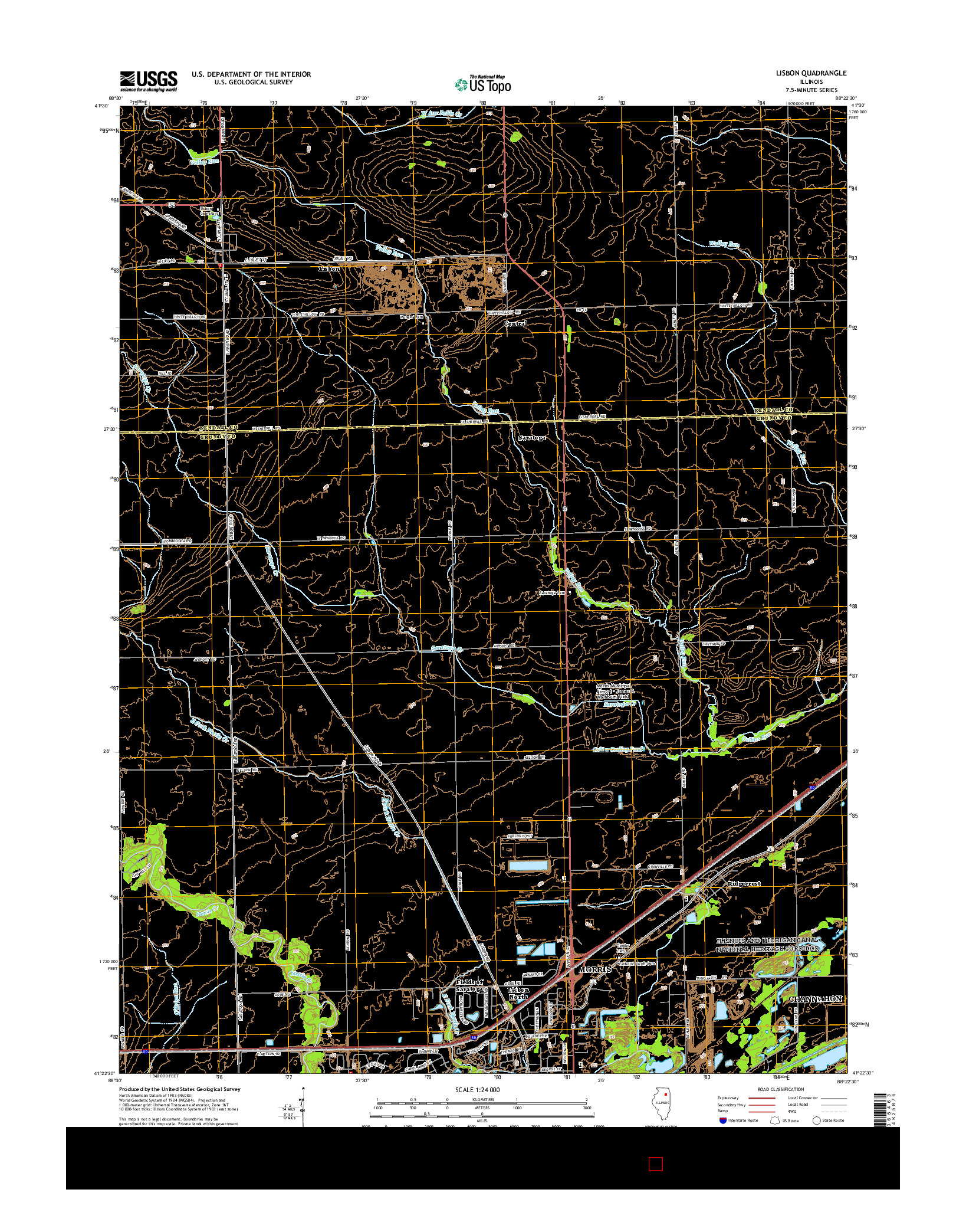USGS US TOPO 7.5-MINUTE MAP FOR LISBON, IL 2015