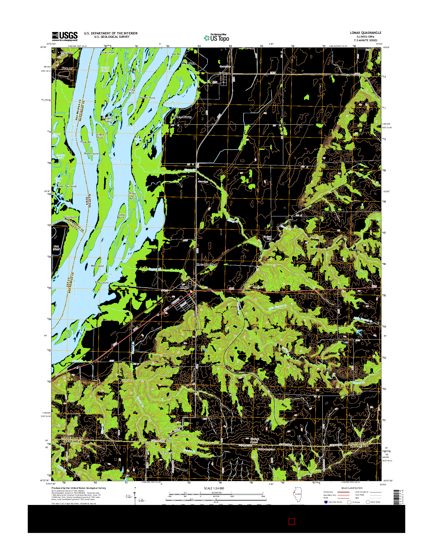 USGS US TOPO 7.5-MINUTE MAP FOR LOMAX, IL-IA 2015