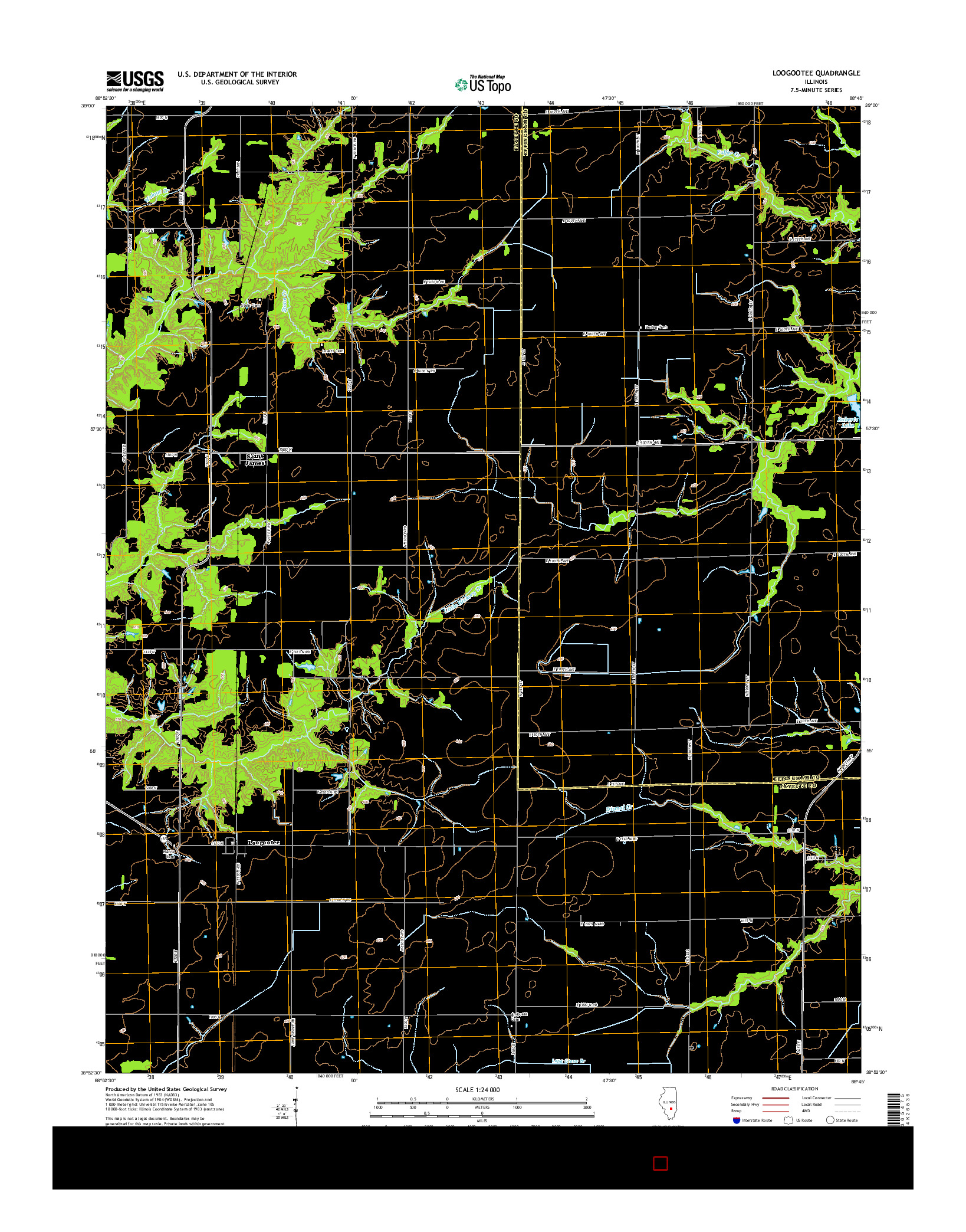 USGS US TOPO 7.5-MINUTE MAP FOR LOOGOOTEE, IL 2015