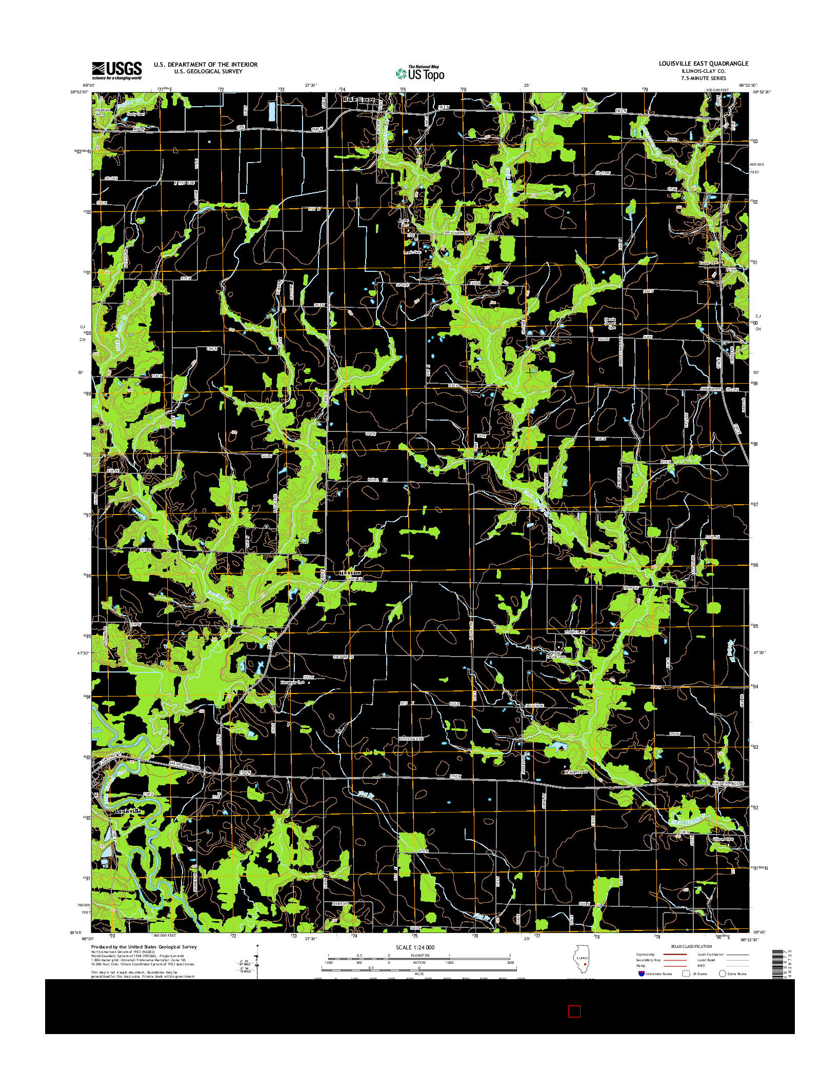 USGS US TOPO 7.5-MINUTE MAP FOR LOUISVILLE EAST, IL 2015