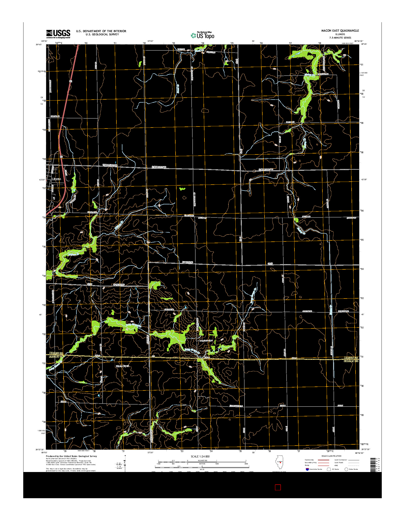 USGS US TOPO 7.5-MINUTE MAP FOR MACON EAST, IL 2015