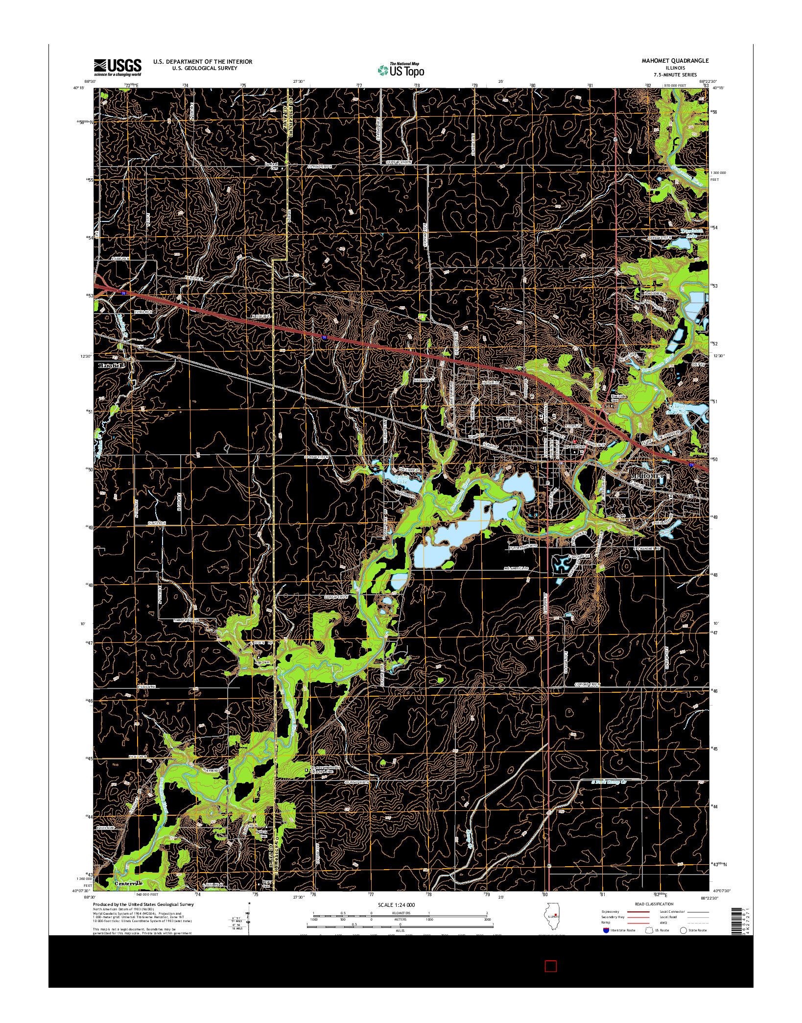 USGS US TOPO 7.5-MINUTE MAP FOR MAHOMET, IL 2015