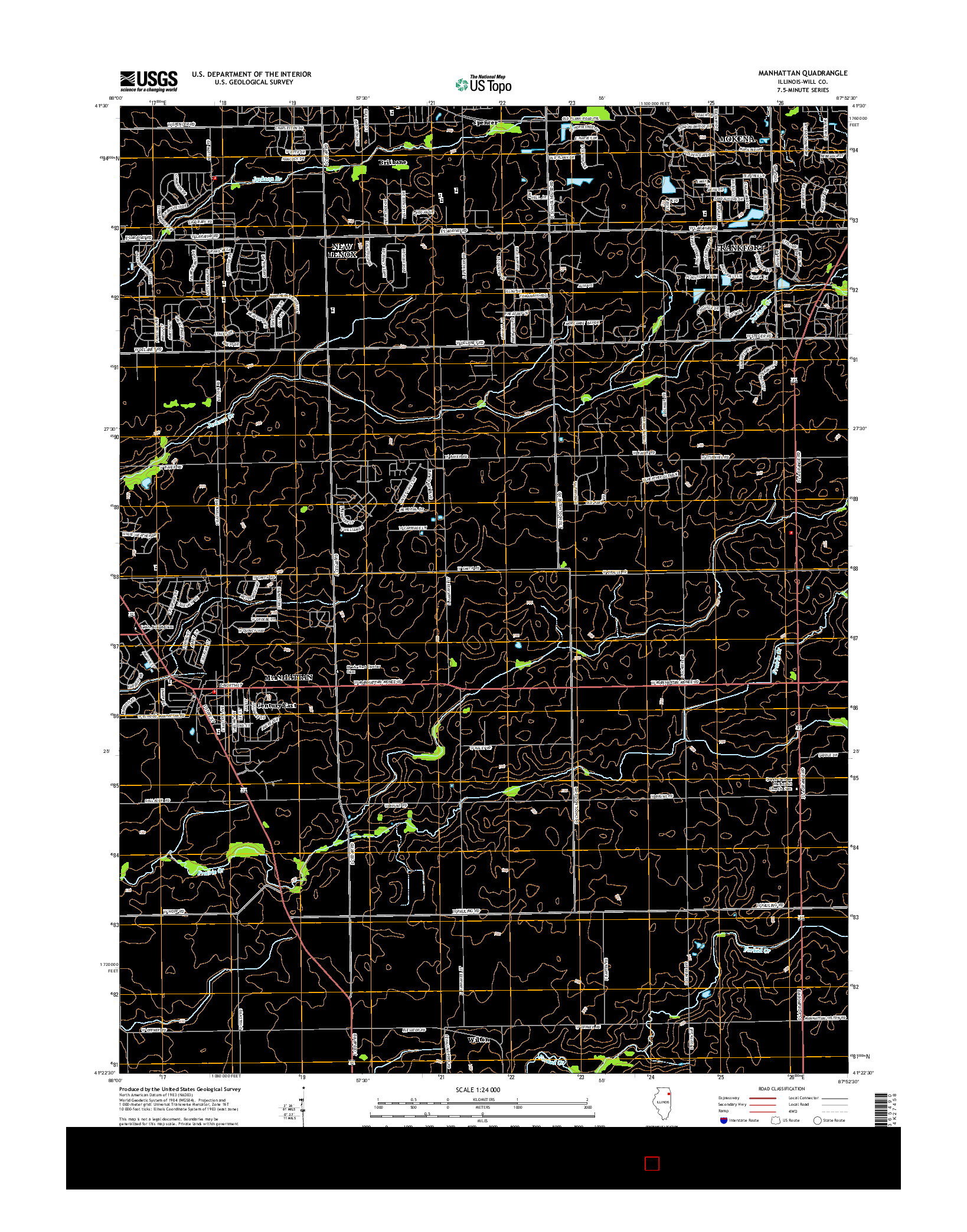 USGS US TOPO 7.5-MINUTE MAP FOR MANHATTAN, IL 2015