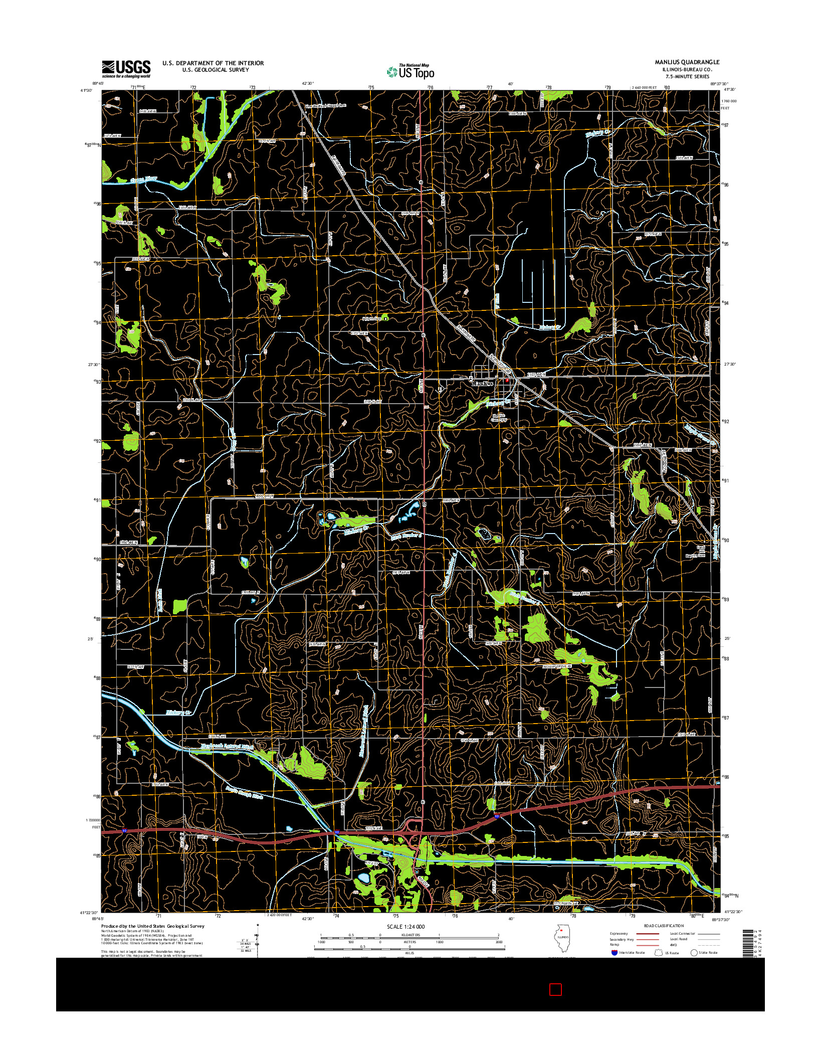 USGS US TOPO 7.5-MINUTE MAP FOR MANLIUS, IL 2015