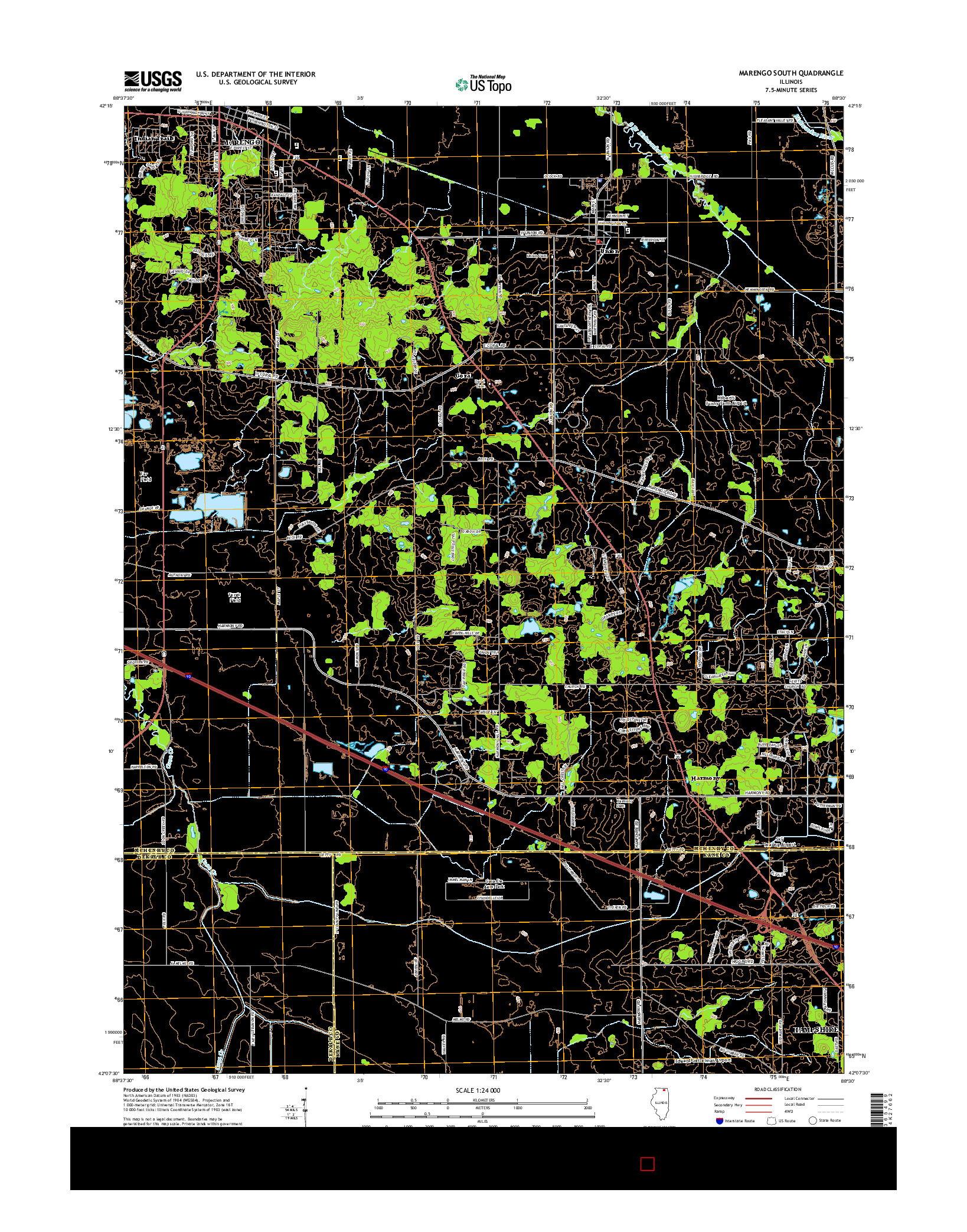 USGS US TOPO 7.5-MINUTE MAP FOR MARENGO SOUTH, IL 2015