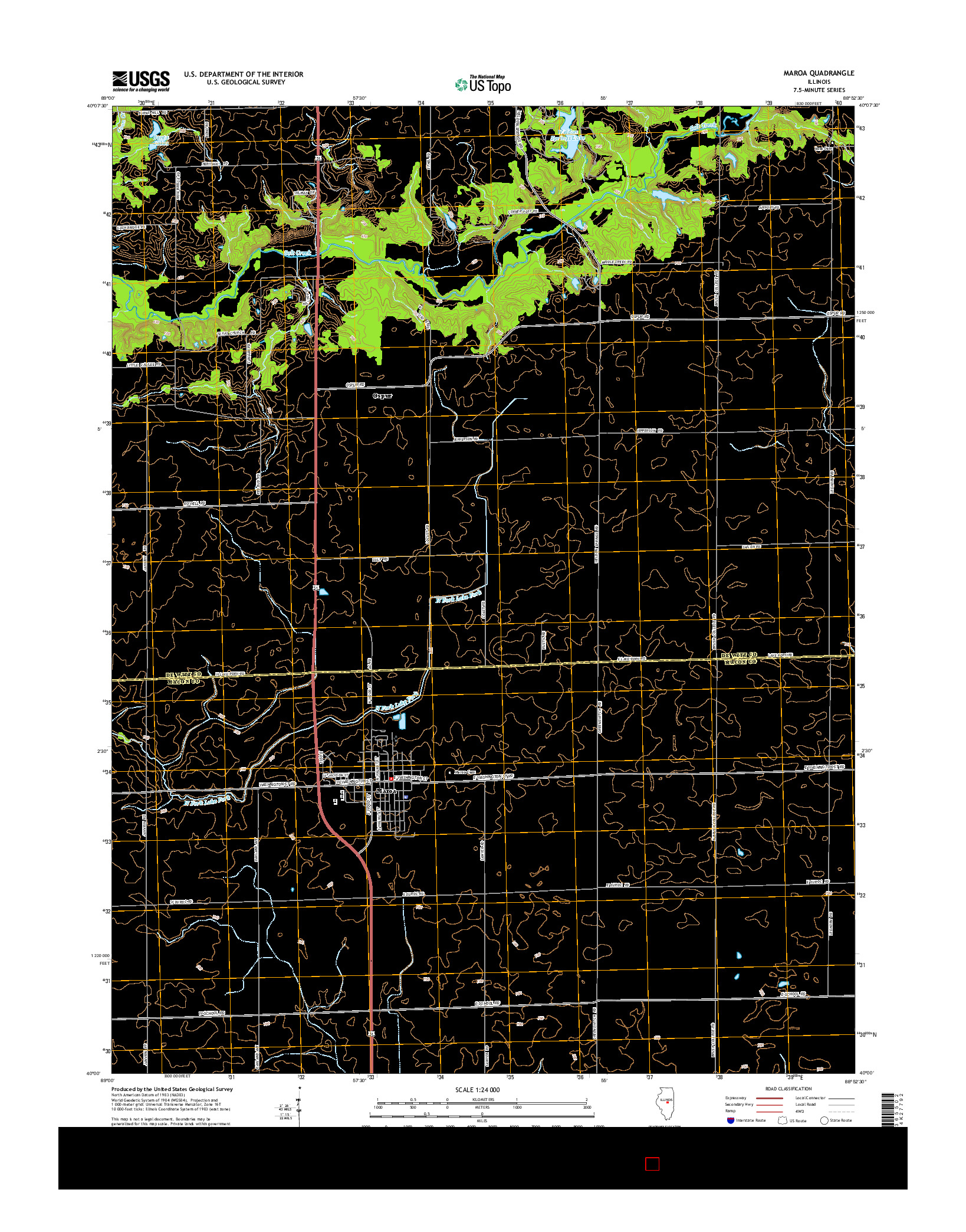 USGS US TOPO 7.5-MINUTE MAP FOR MAROA, IL 2015
