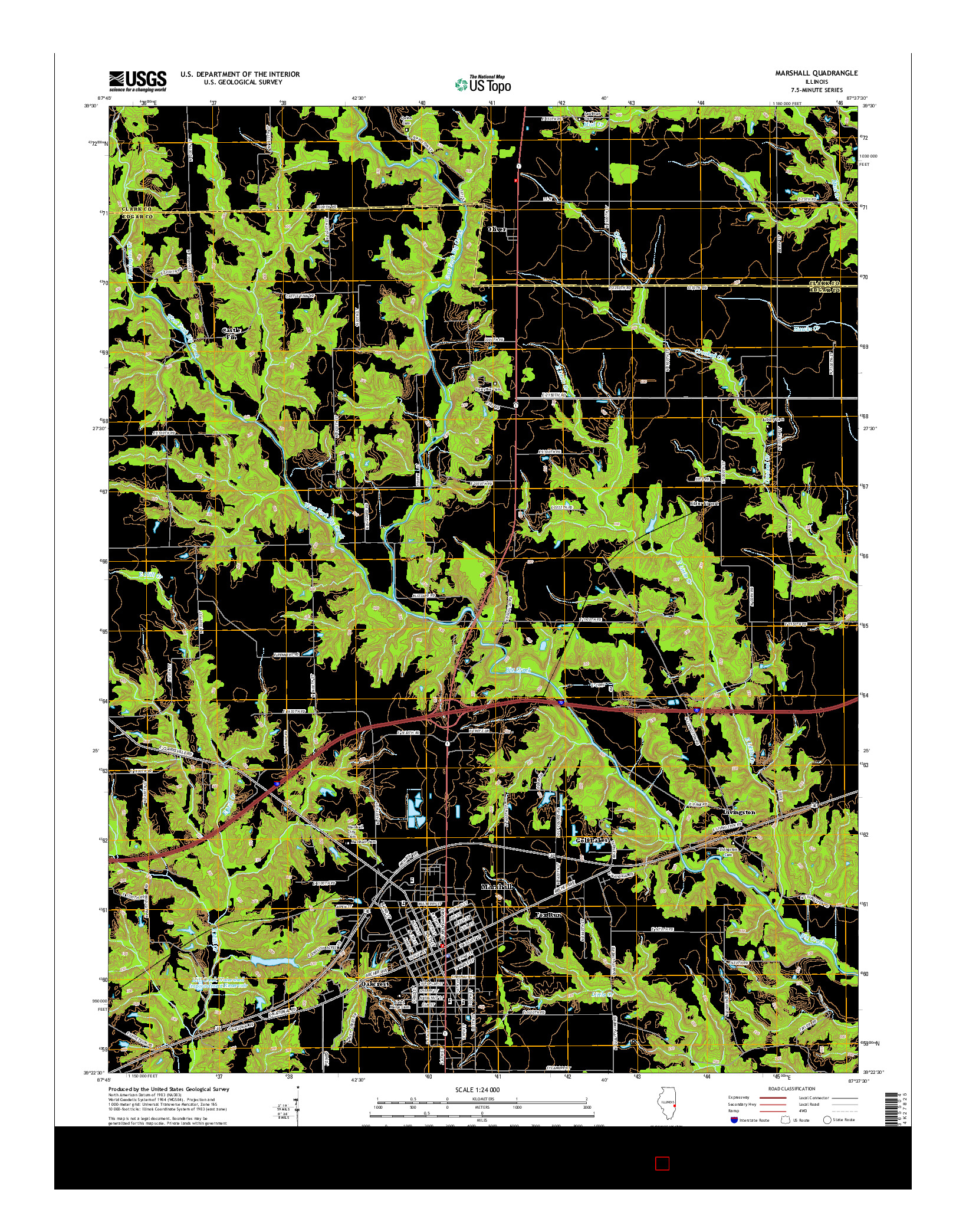 USGS US TOPO 7.5-MINUTE MAP FOR MARSHALL, IL 2015