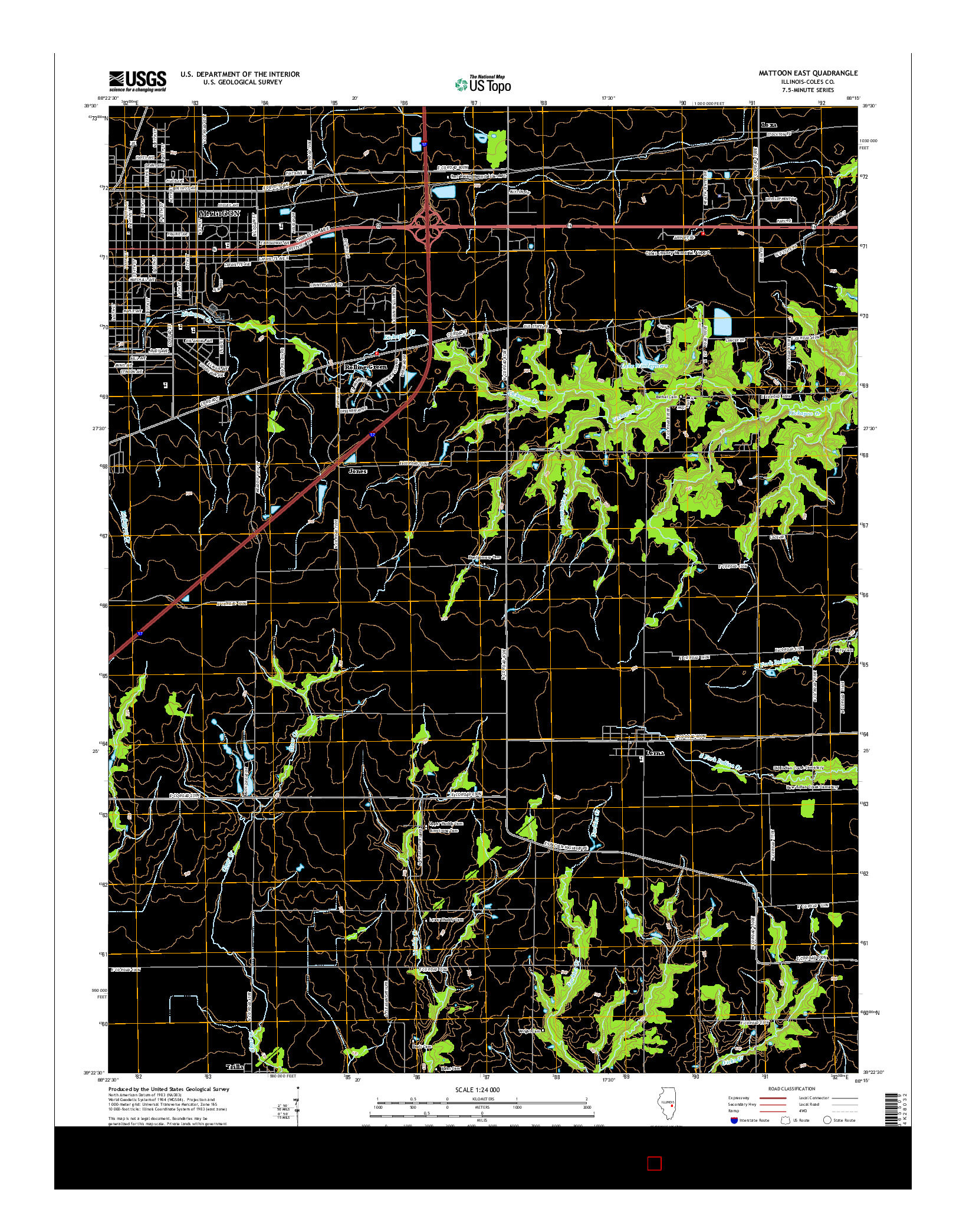 USGS US TOPO 7.5-MINUTE MAP FOR MATTOON EAST, IL 2015