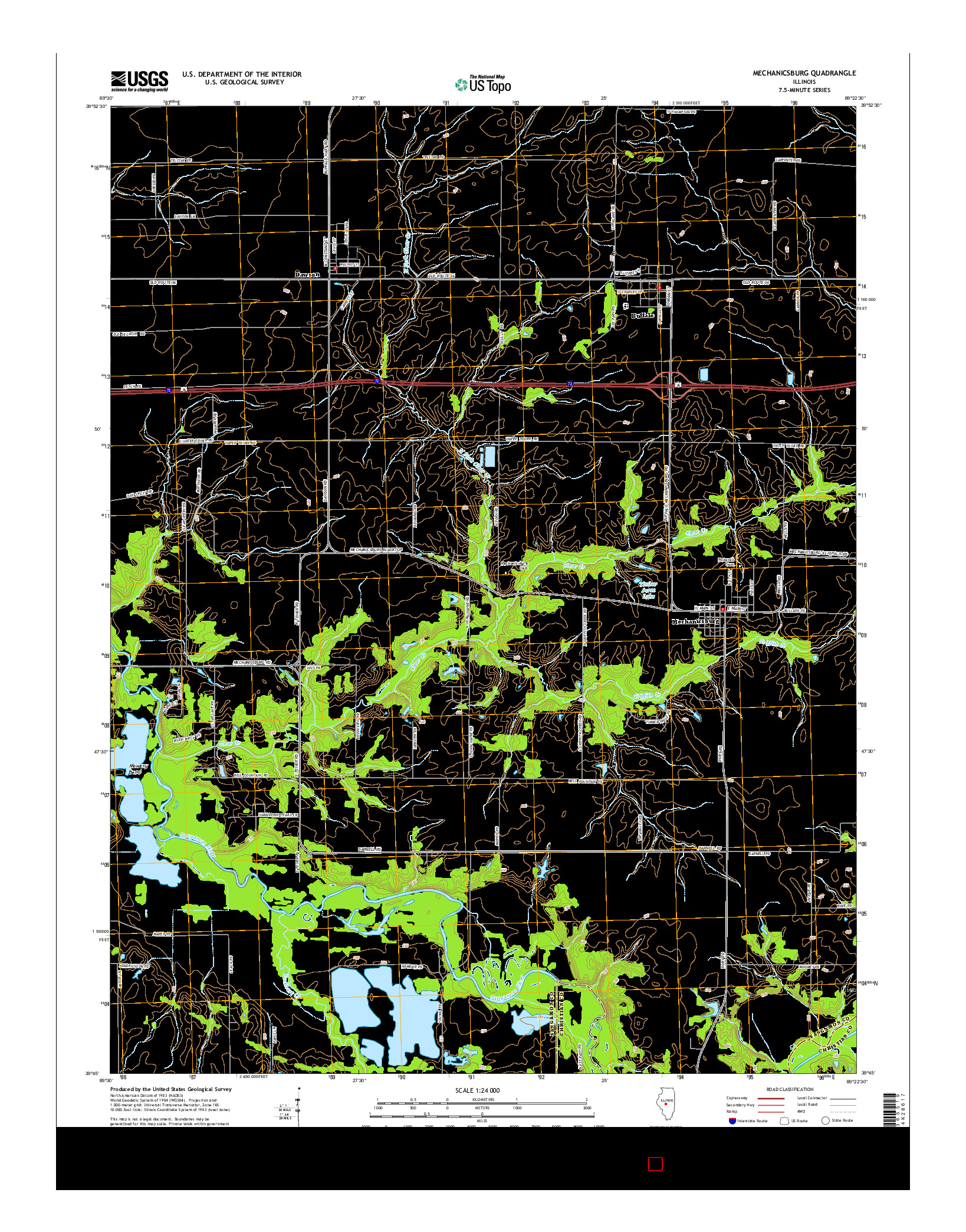 USGS US TOPO 7.5-MINUTE MAP FOR MECHANICSBURG, IL 2015