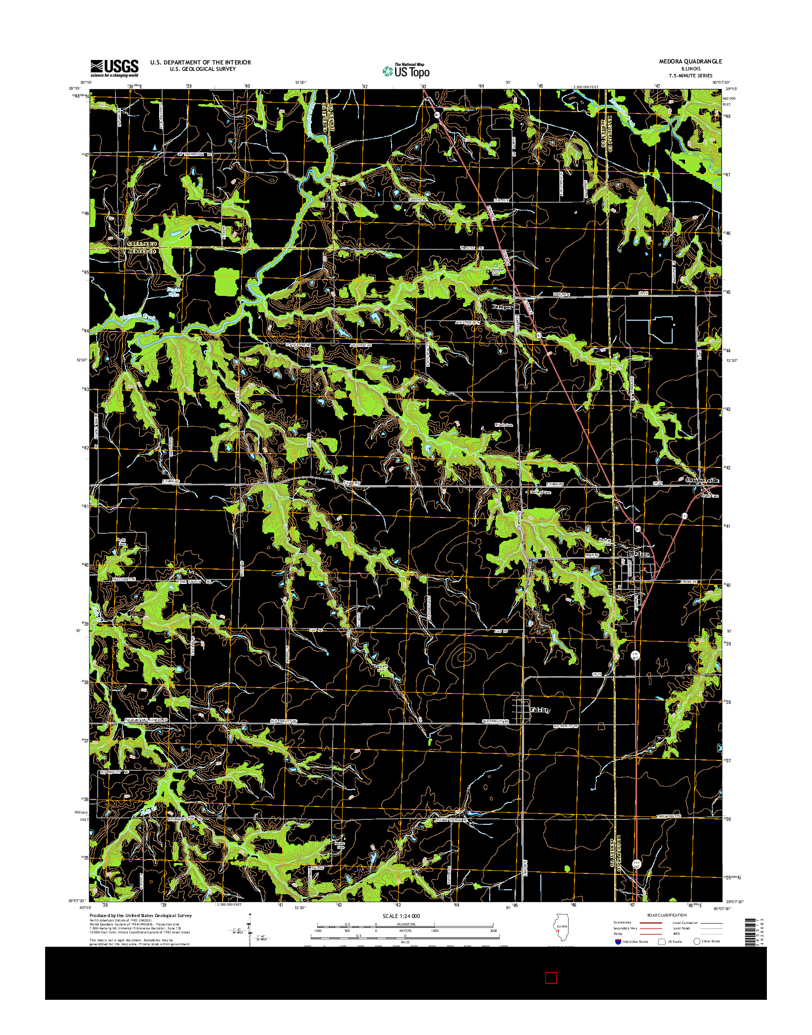 USGS US TOPO 7.5-MINUTE MAP FOR MEDORA, IL 2015