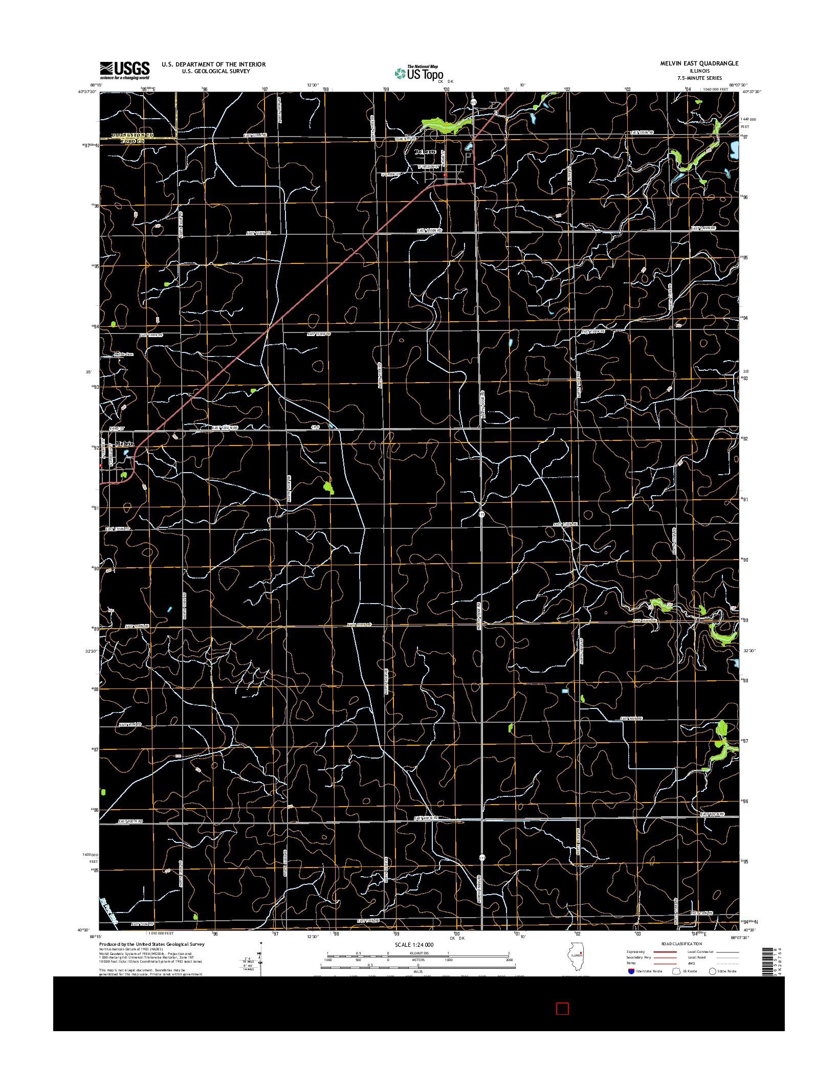 USGS US TOPO 7.5-MINUTE MAP FOR MELVIN EAST, IL 2015