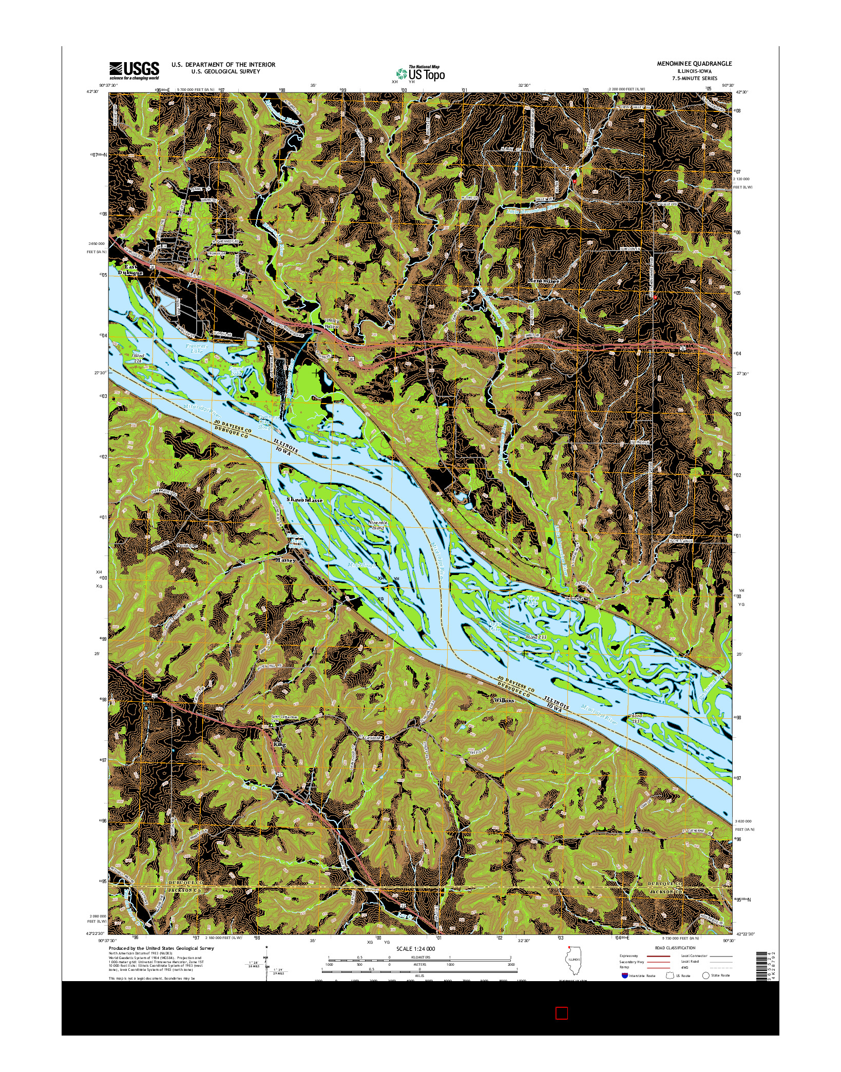 USGS US TOPO 7.5-MINUTE MAP FOR MENOMINEE, IL-IA 2015