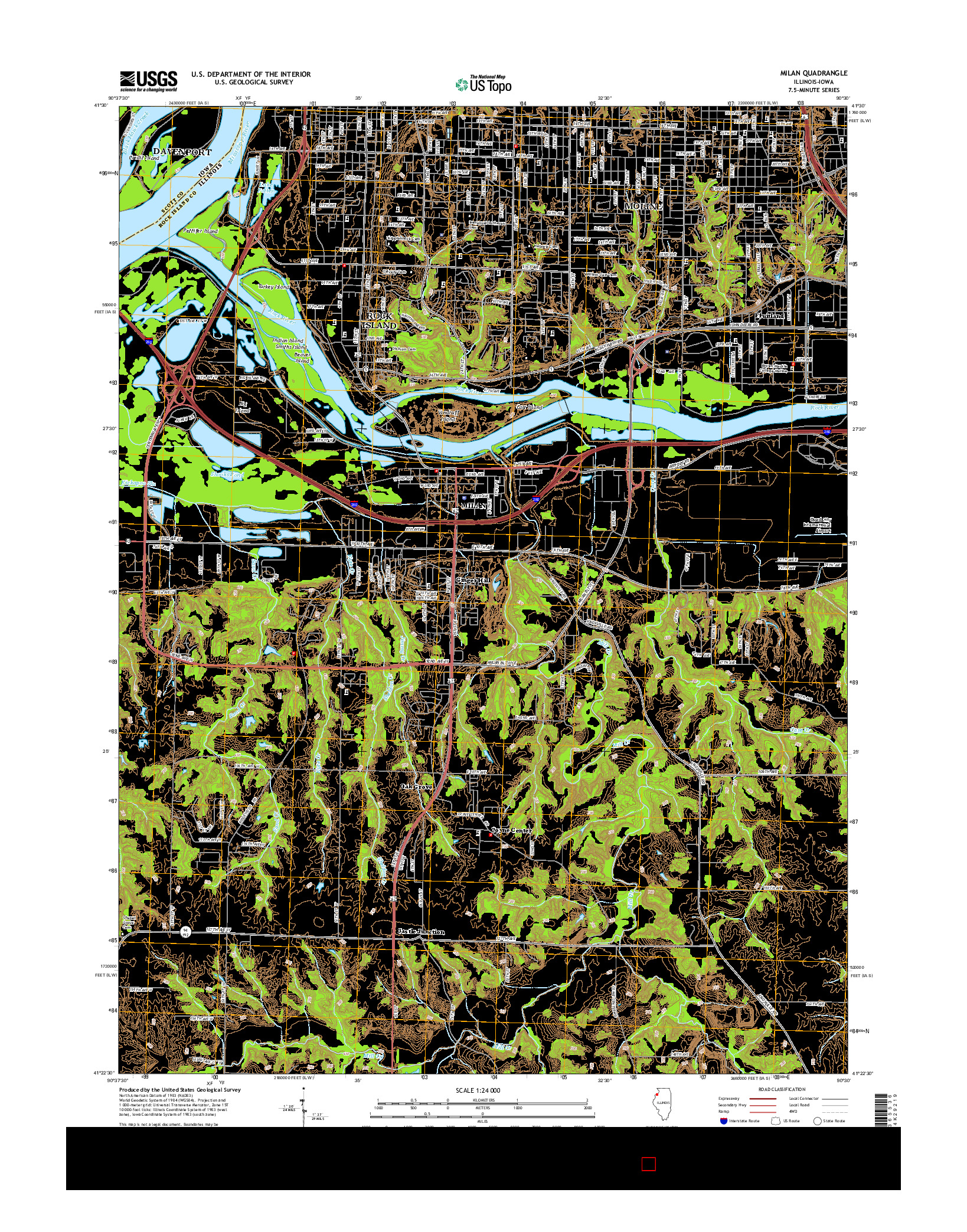 USGS US TOPO 7.5-MINUTE MAP FOR MILAN, IL-IA 2015